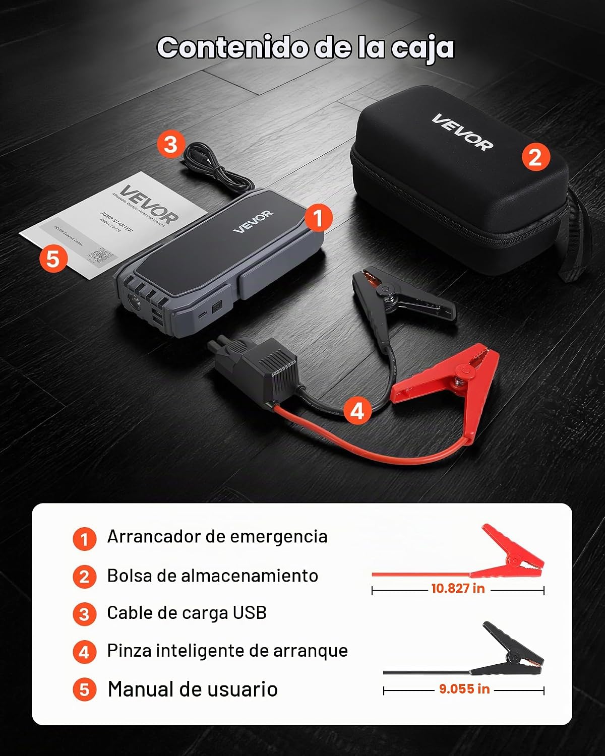 VEVOR Arrancador de salto, pico de 1500 A, paquete de batería de ar...