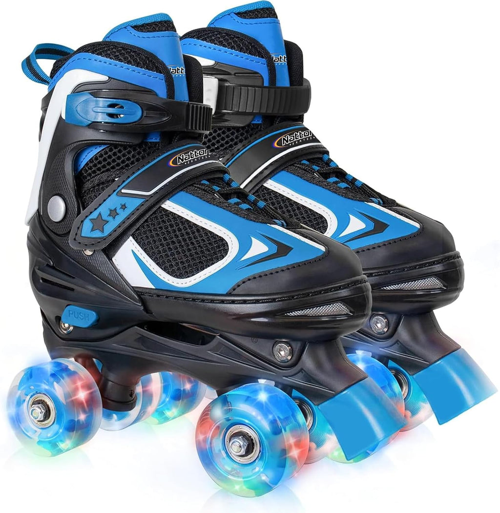 Nattork Patines de ruedas para niños y niñas, patines cuádruples aj...