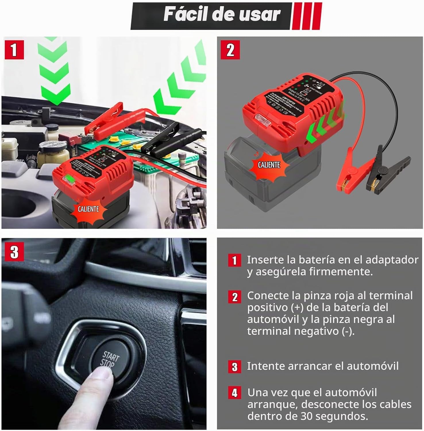 Adaptador de arranque para batería Milwaukee M-18 de 18 V | Cables...