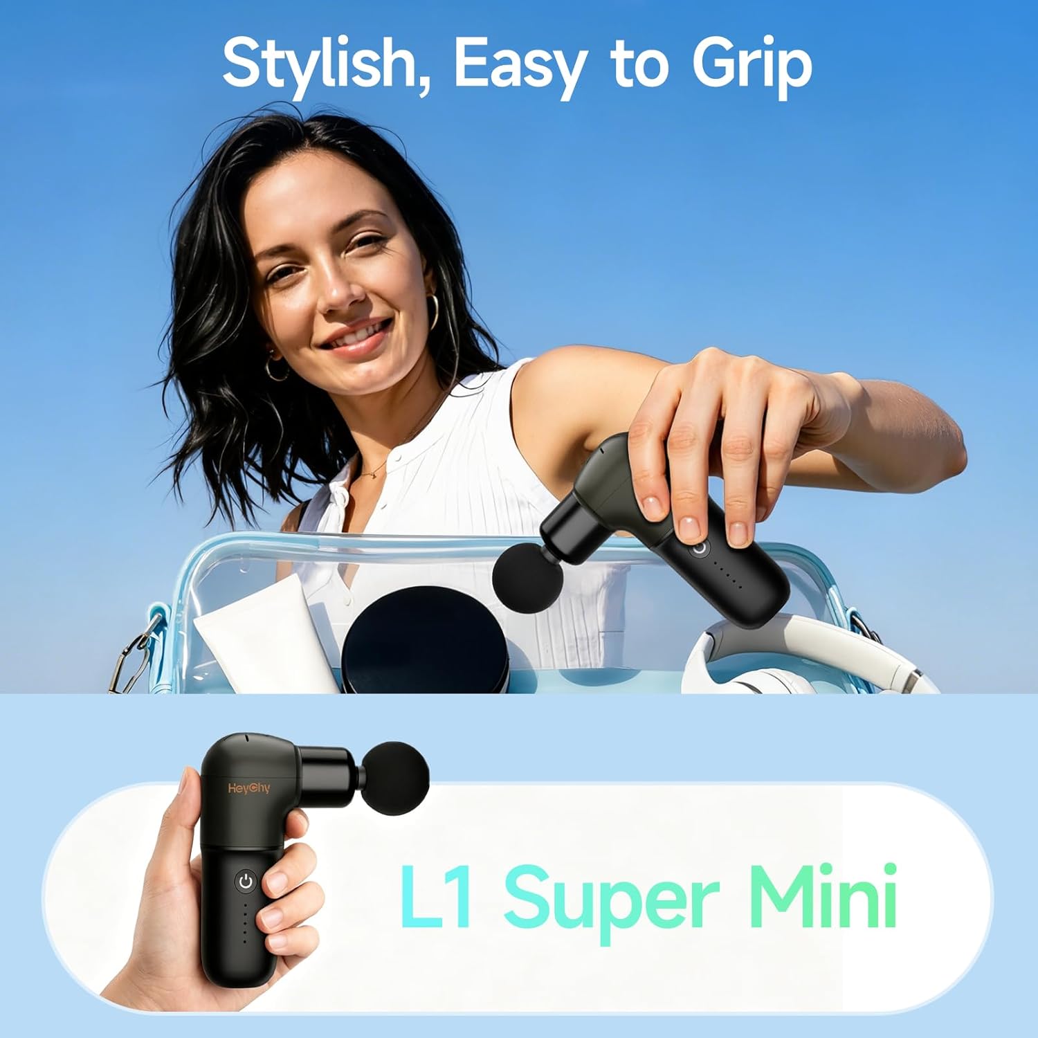 HEYCHY Super Mini Pistola de Masaje, Masajeador de Percusión para T...