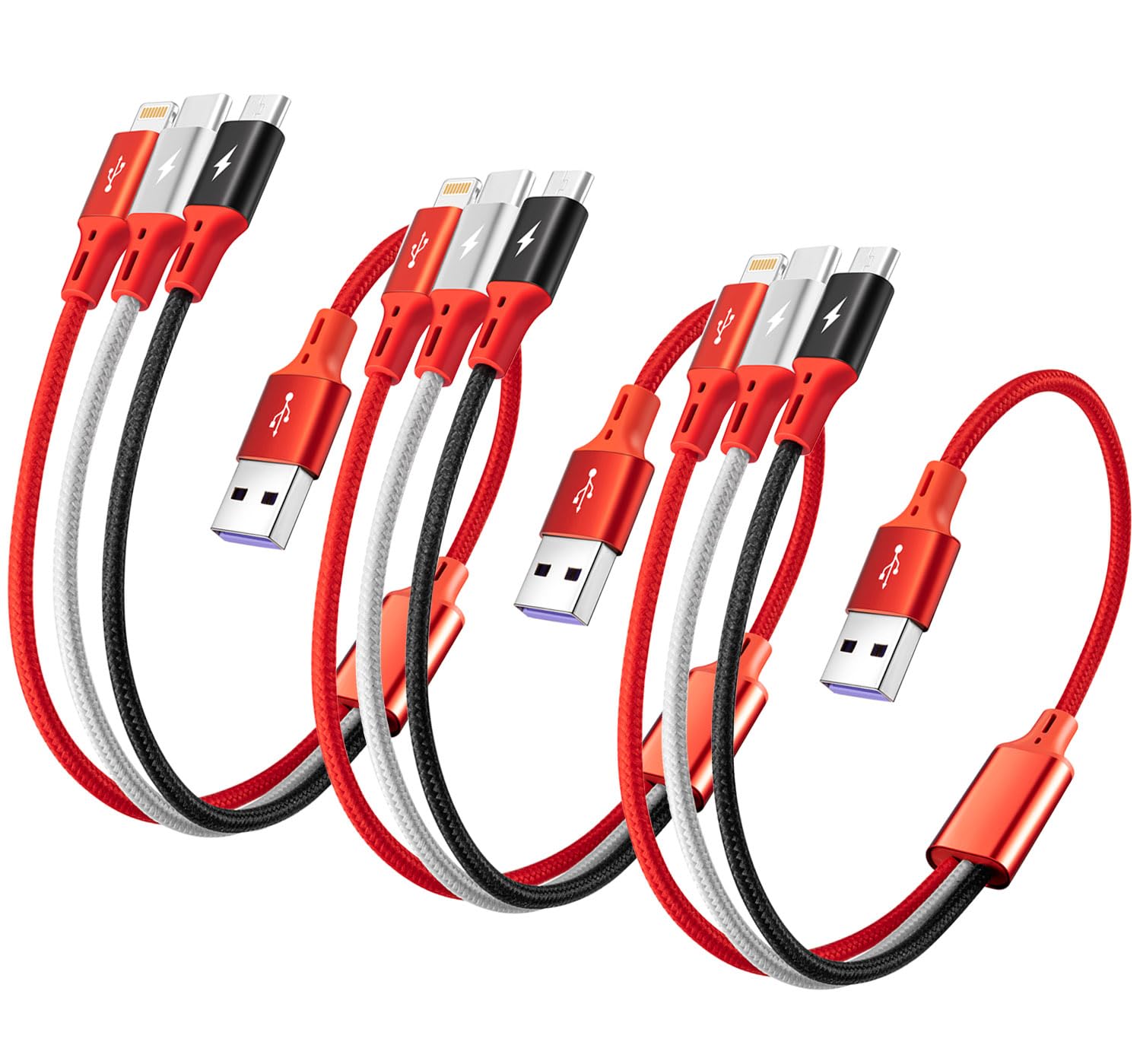 Paquete de 2 cables de carga múltiple, 3 en 1, retráctil, cable de...