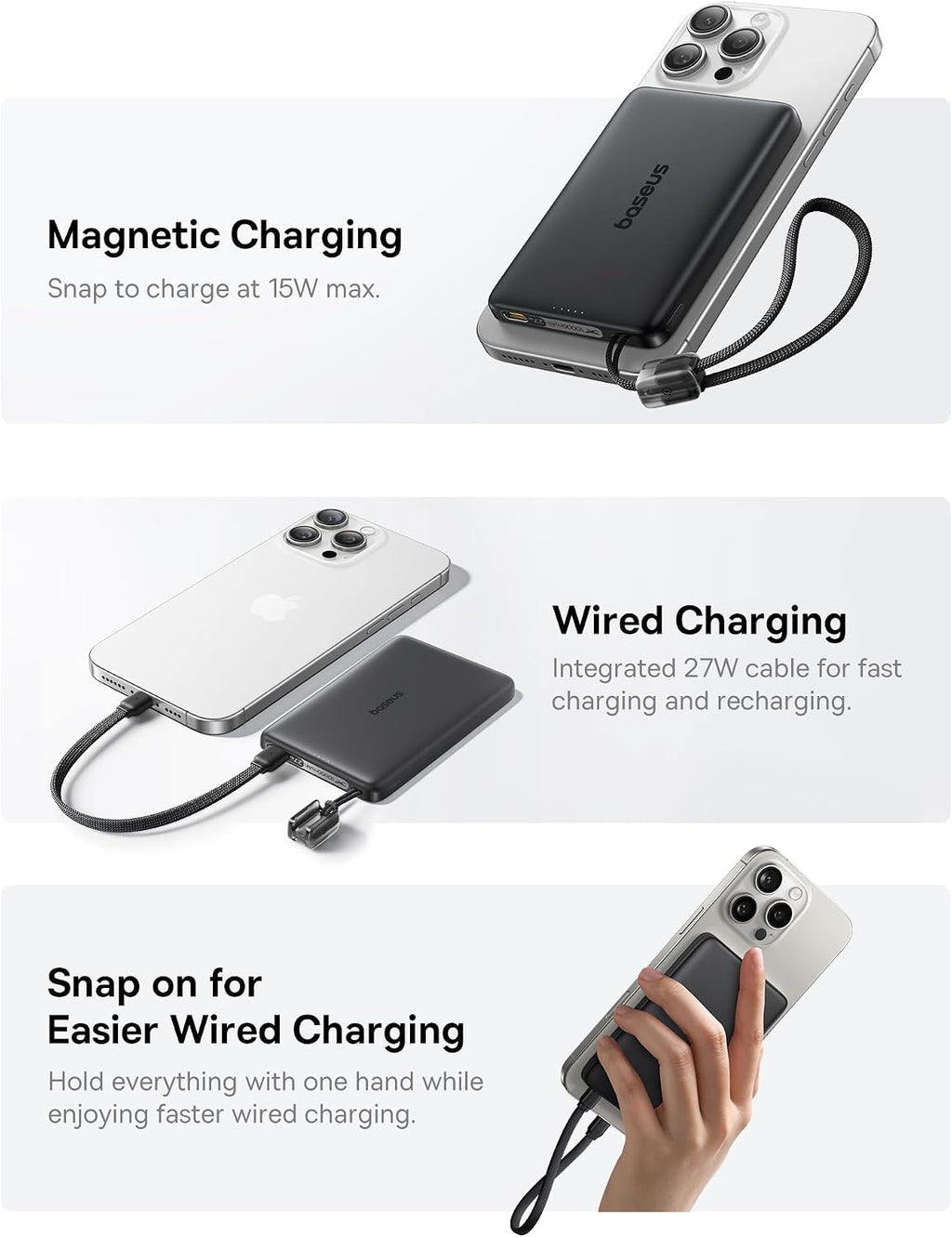 Baseus Picogo Qi2 - Cargador portátil Magsafe de 15 W, cargador por...