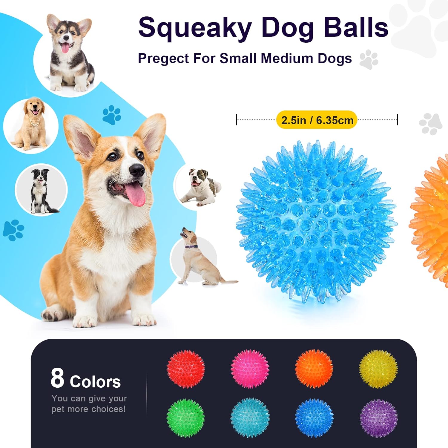VITEVER Pelotas chirriantes de juguete para perros pequeños y media...