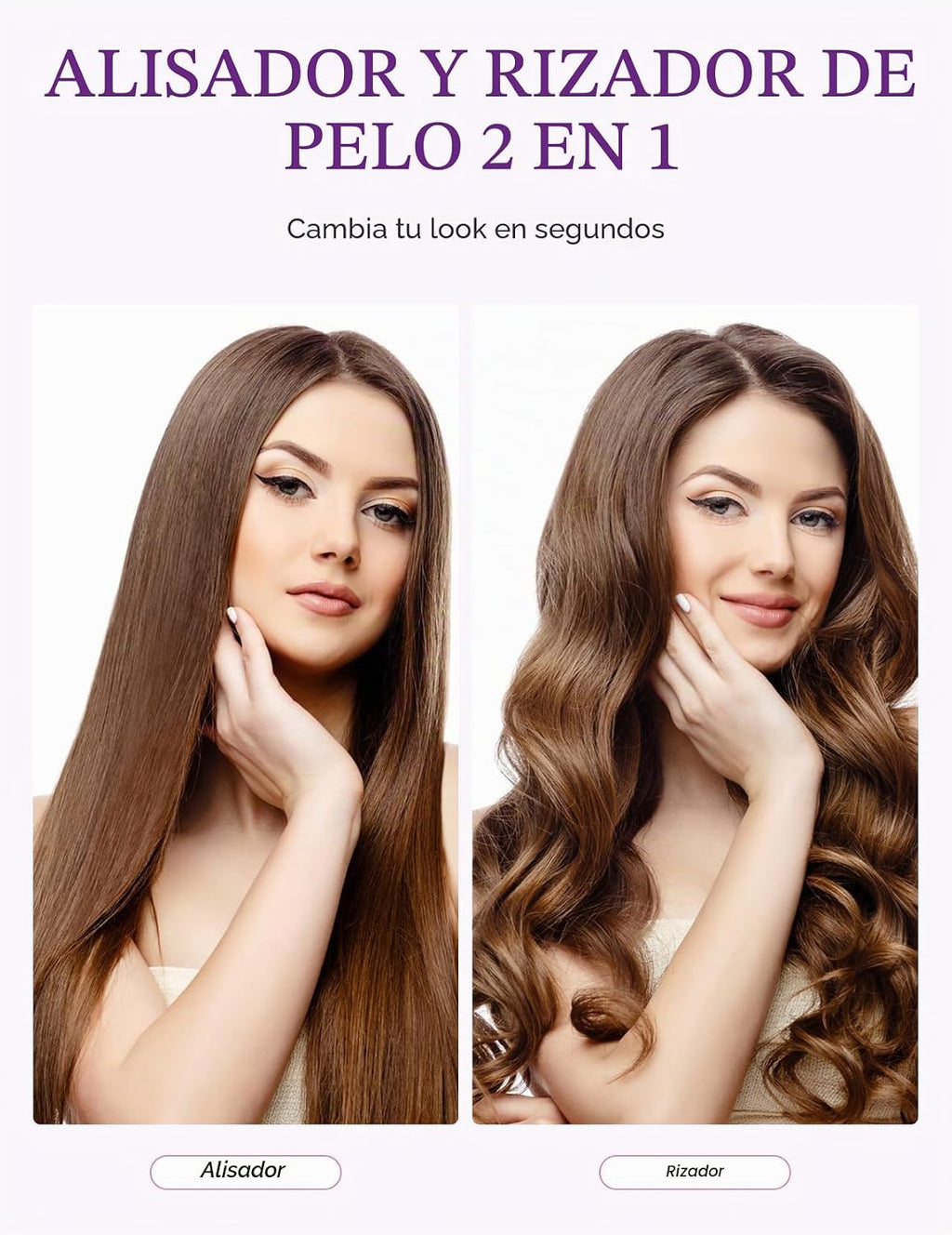 LANDOT Plancha para el cabello y rizador 2 en 1: crea ondas de saló...