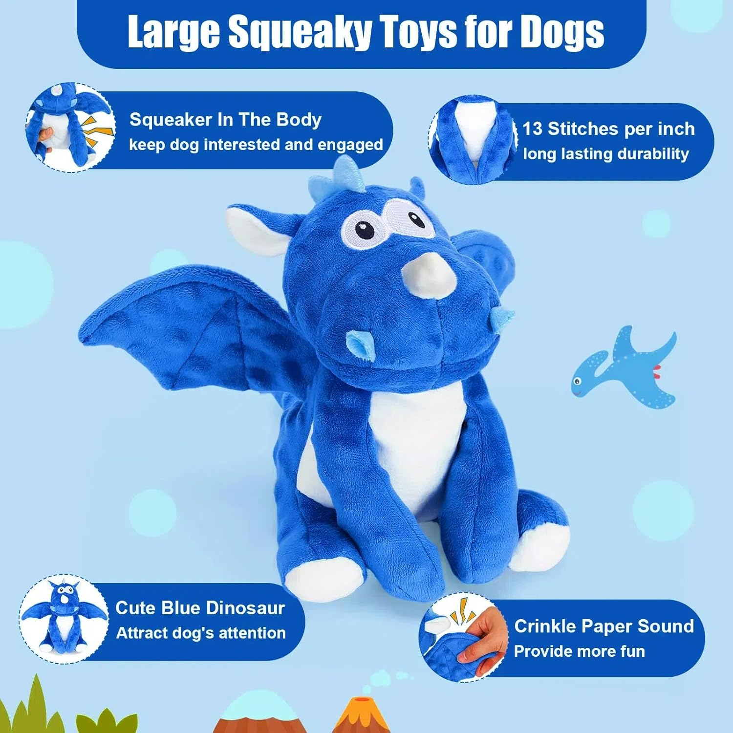 loncoldy Juguetes de peluche para perros, juguetes resistentes para...