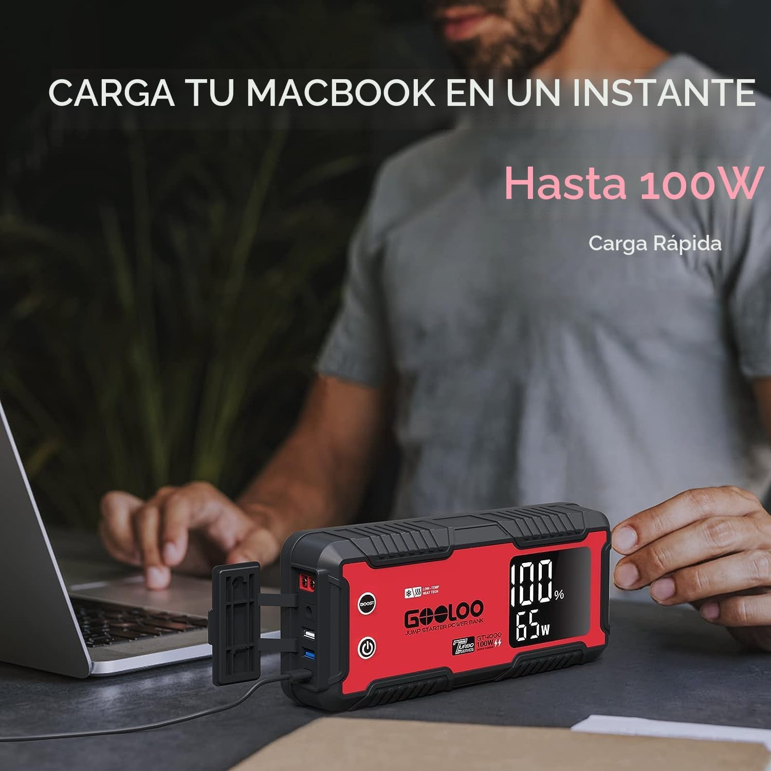 GOOLOO GT4000 Arrancador de Automóvil 4000A 100W de Carga Rápida 12...