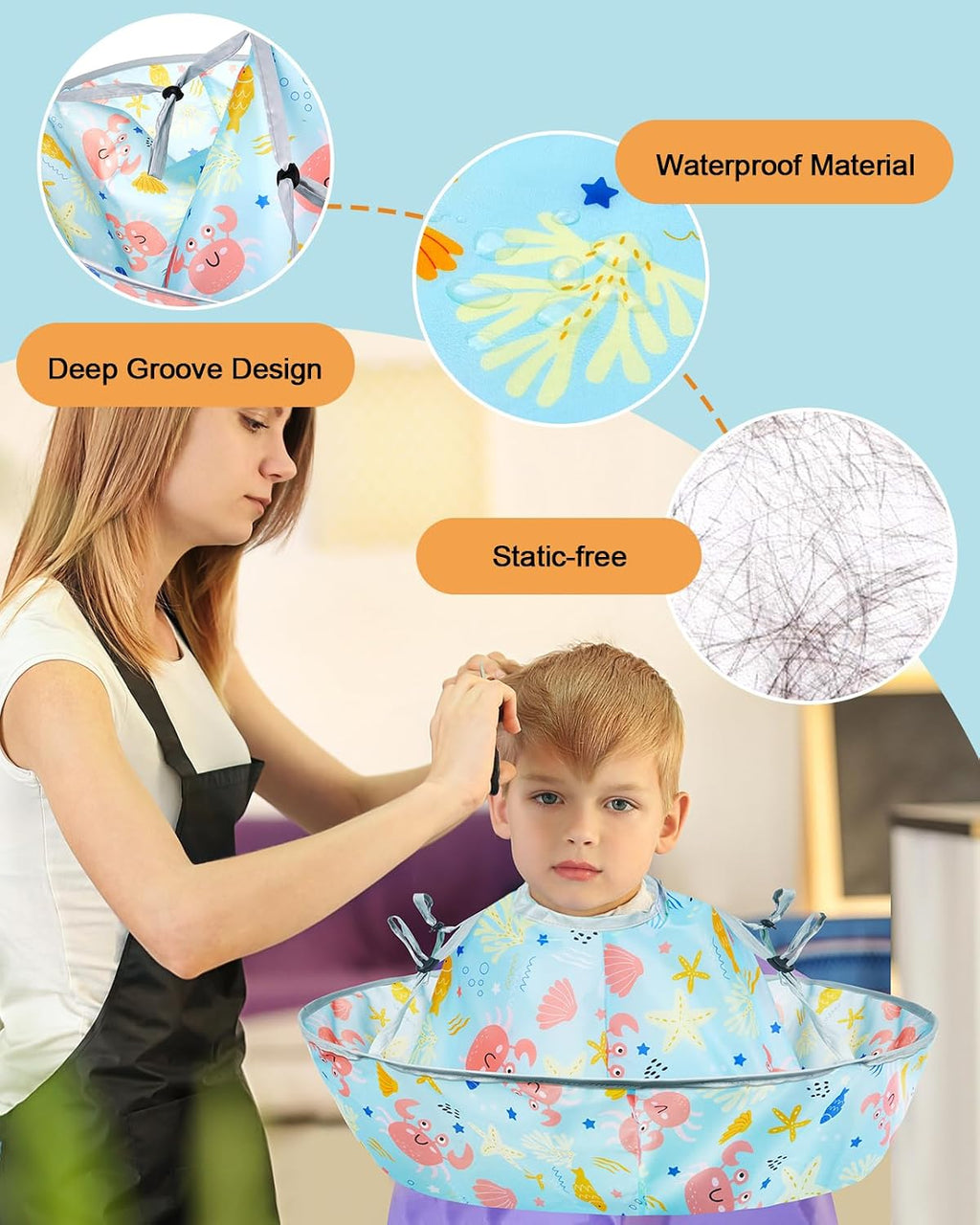 Lictin Capas de corte de pelo para niños, capa de corte de pelo par...