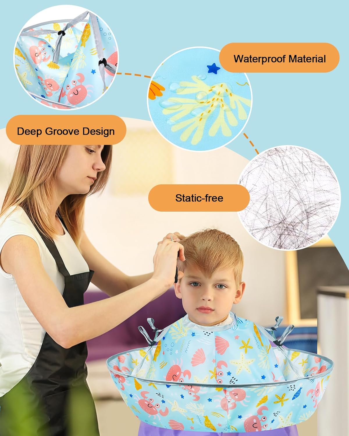 Lictin Capas de corte de pelo para niños, capa de corte de pelo par...