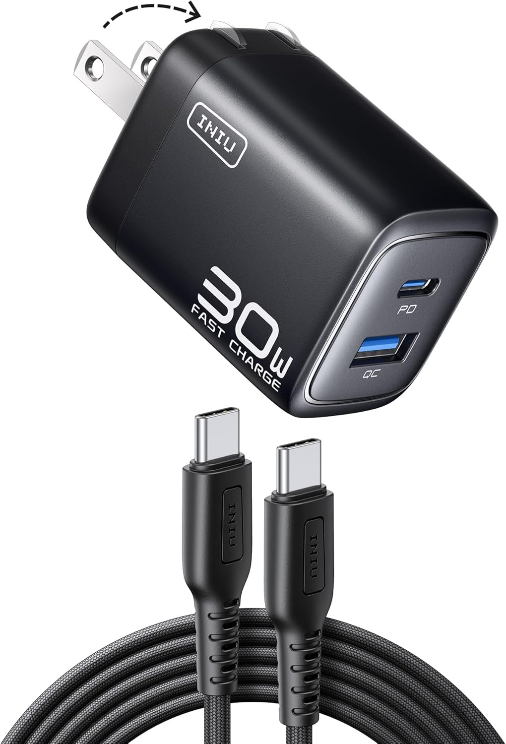 Cargador USB C INIU, Cargador de Bloque Tipo C de Carga Rápida Dual...