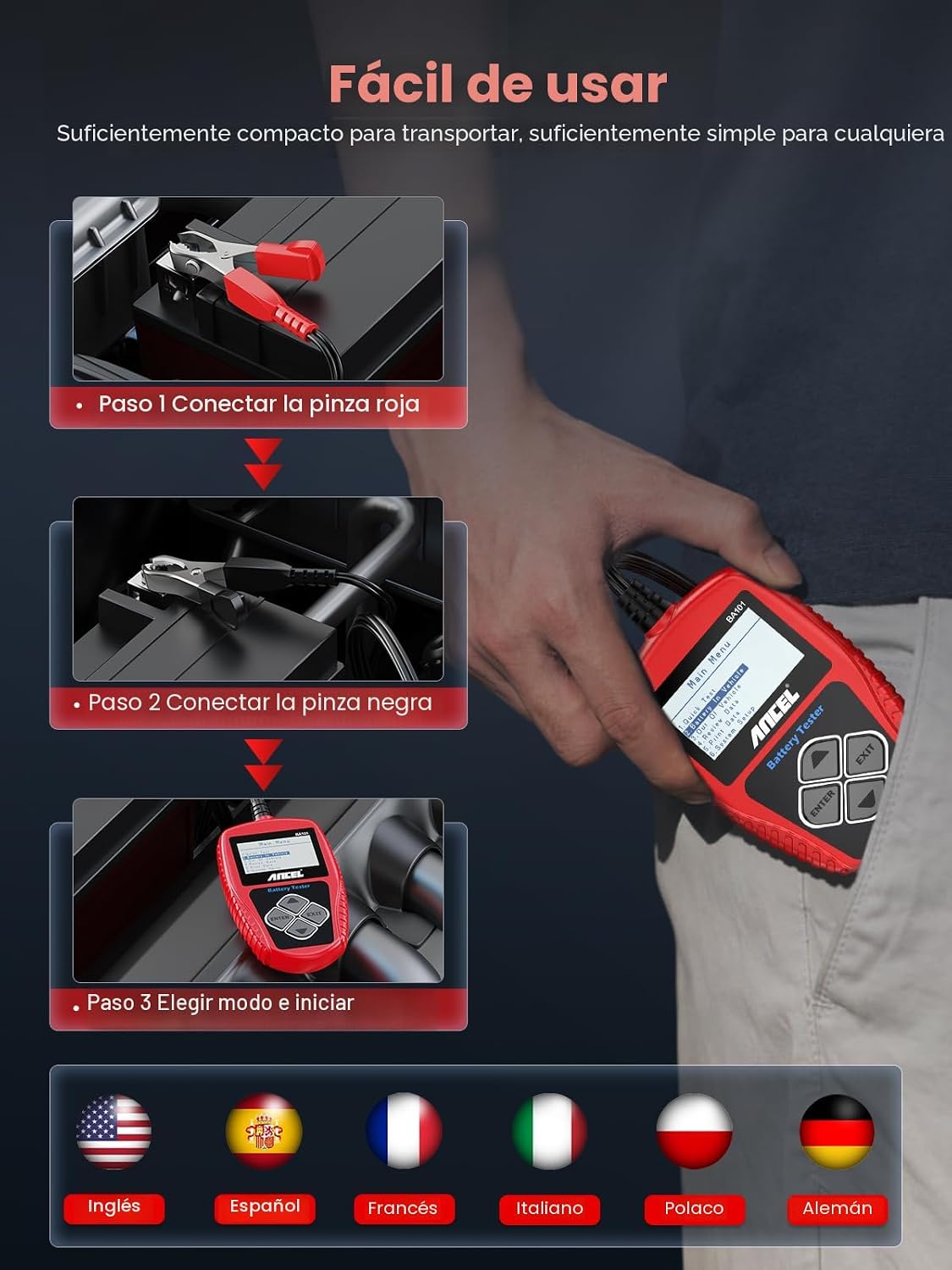 Ancel BA101 potenciómetro para carga de batería automotriz profesio...