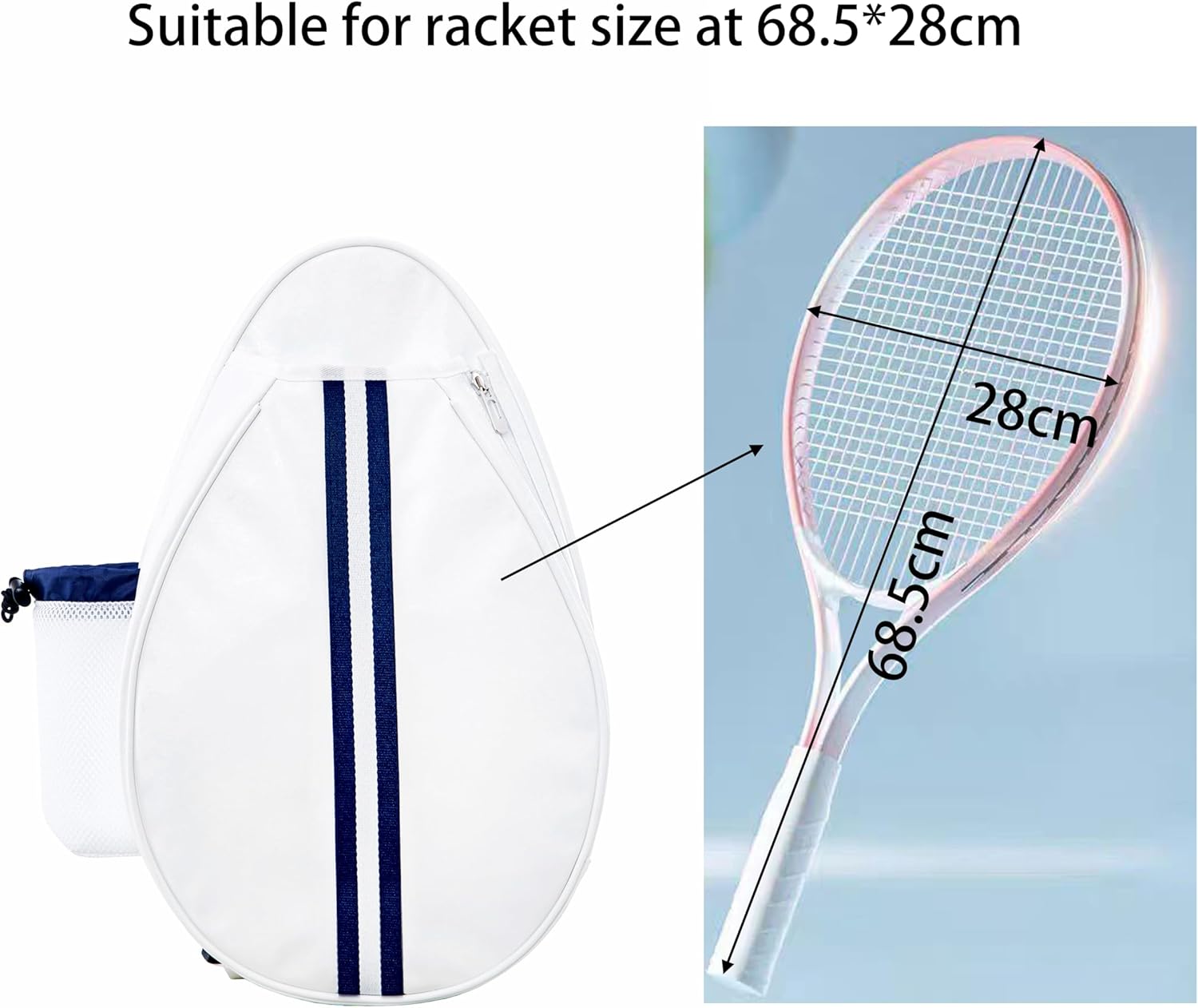 Uriyesobida Mochila de Tenis Cruzada de un Hombro de PU Blanco para...