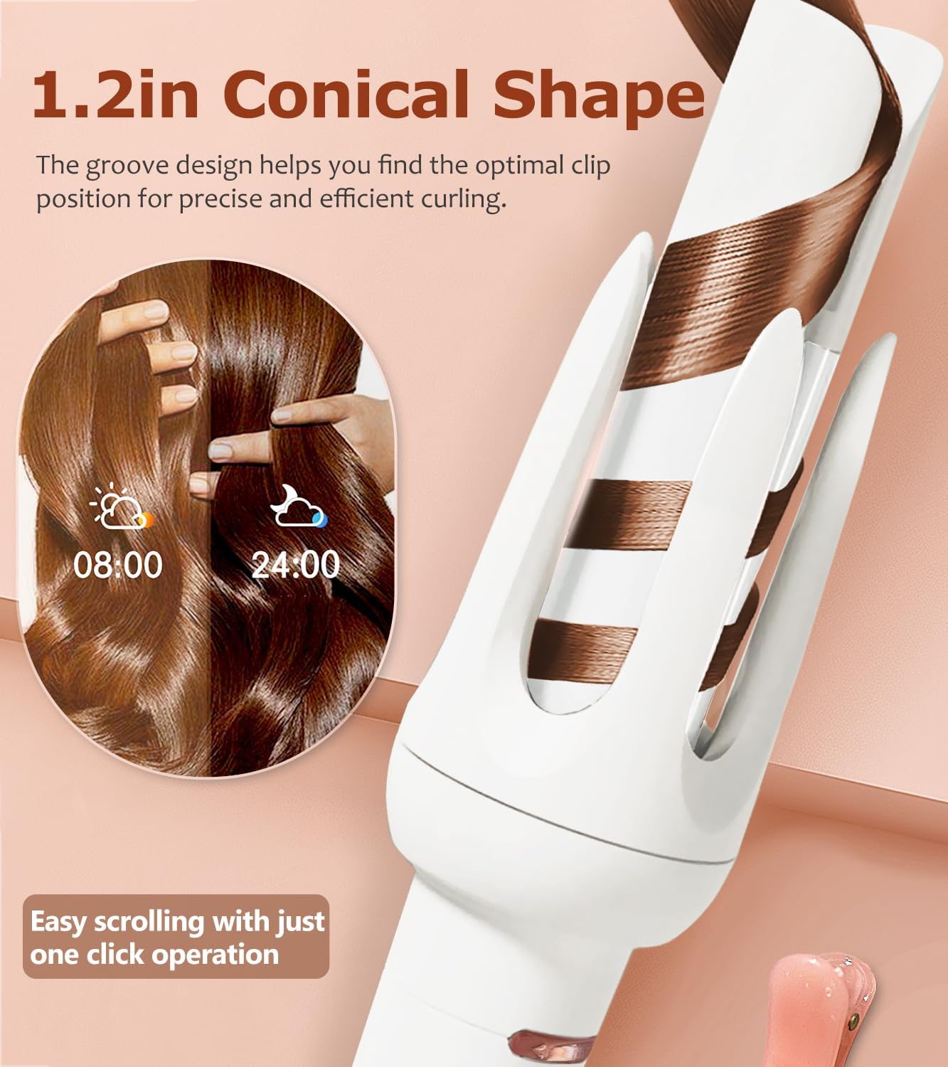 Rizador Automático de Cabello, Plancha de Rizar Automática con 4 Aj...