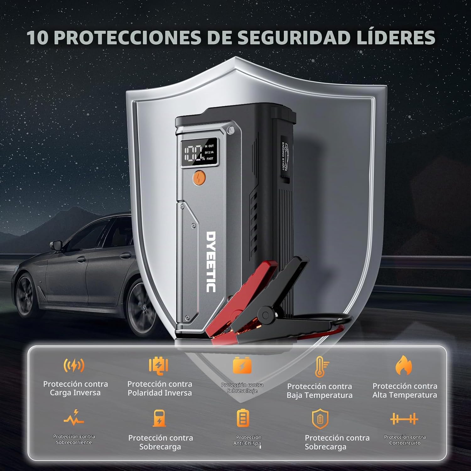 Arrancador de coche 5000A, batería portátil para motores de gasolin...