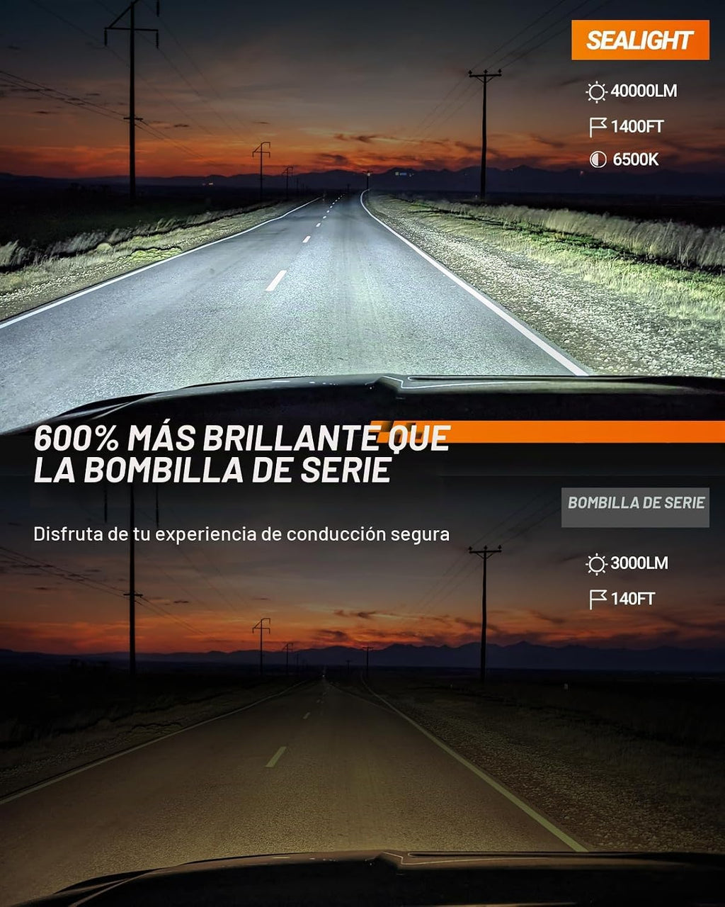 Luces LED H4 para automóvil, bombillas para faros delanteros, 40000...