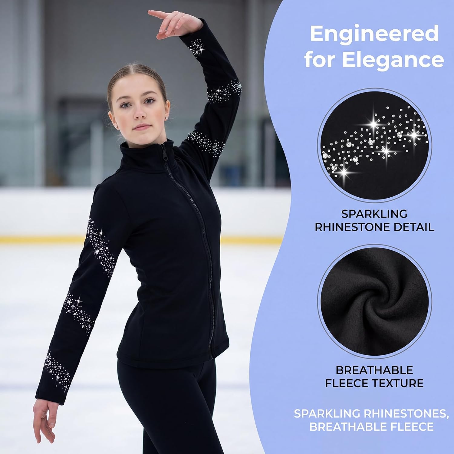 JoyCan Chaqueta de entrenamiento de patinaje artístico de hielo neg...