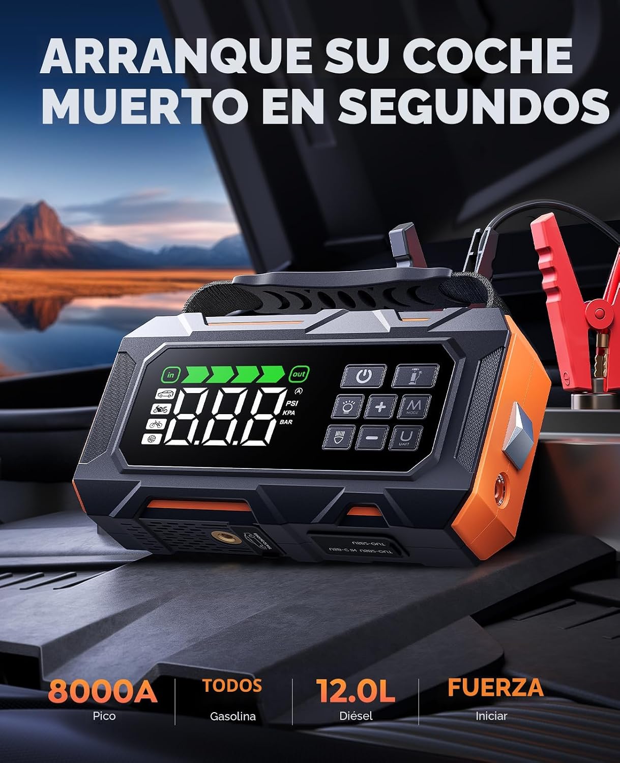 TREKURE Arrancador de batería de coche 16 en 1 8000A con compresor...