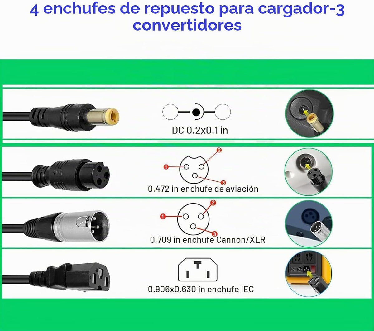 Cargador 67.2V 3A 4 enchufes para CityCoco 1000W Fat Tire Scooter,...