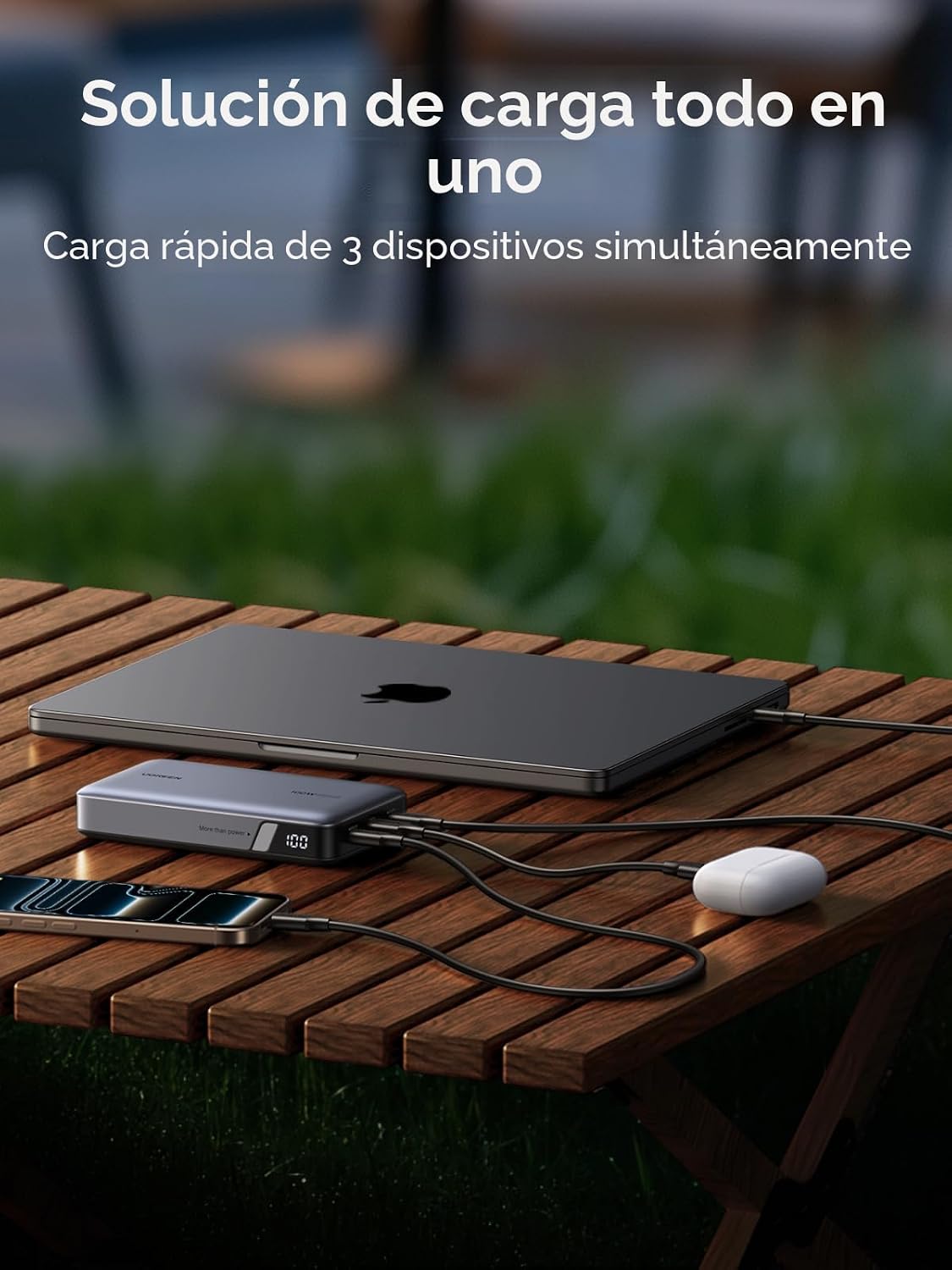 UGREEN Cargador portátil Nexode de 20000 mAh y 100 W, cargador port...