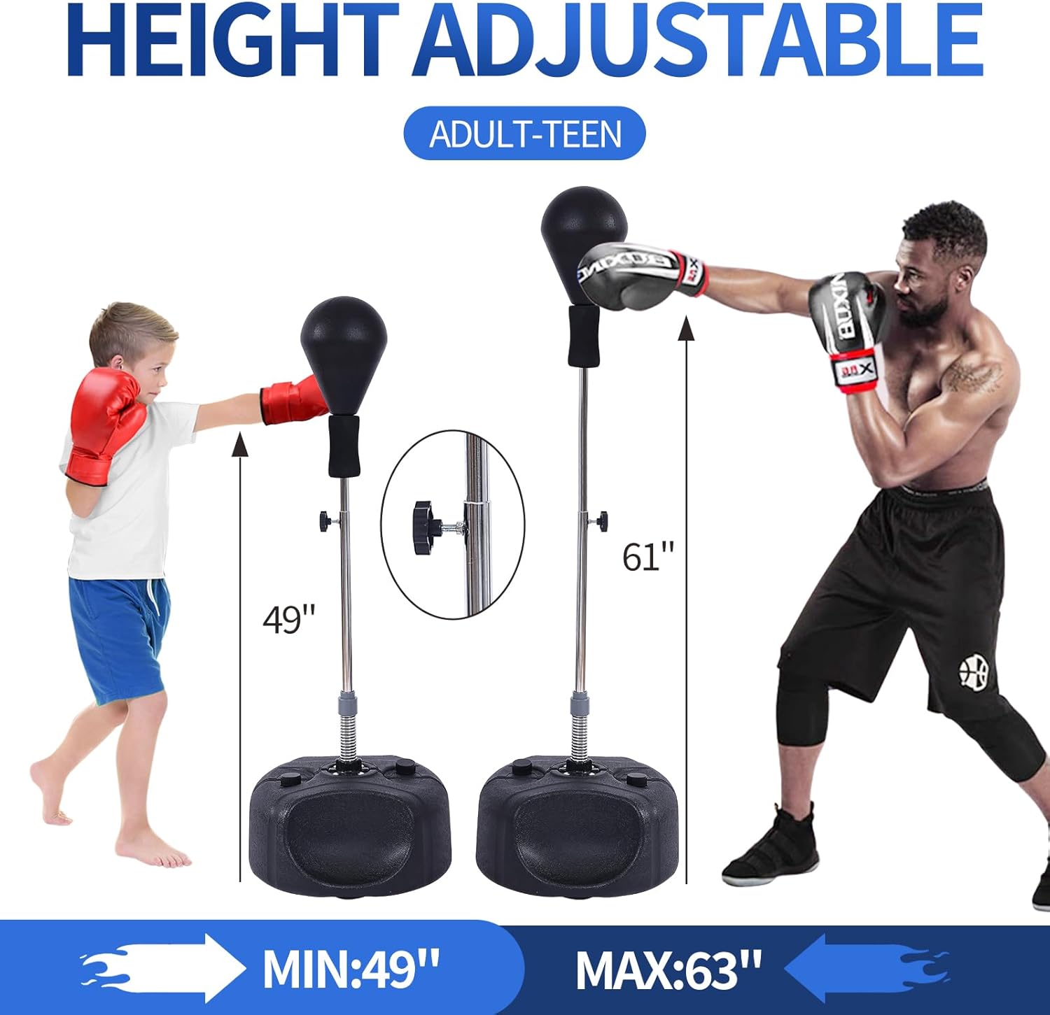 Stiatu Saco de Boxeo con Soporte, Saco de Boxeo Pesado, Barra Refle...