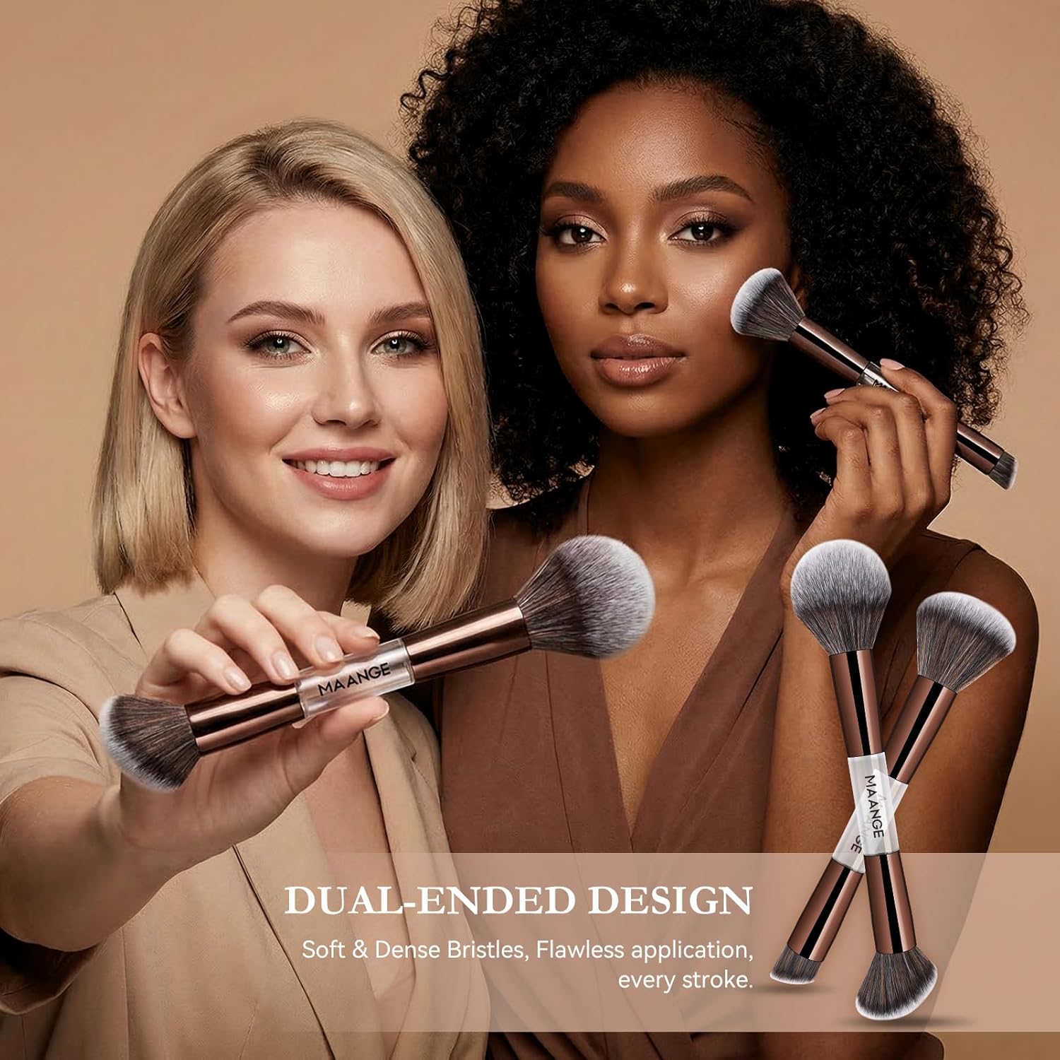 MAANGE Juego de 7 pinceles para maquillaje con bolsa, brochas de ma...