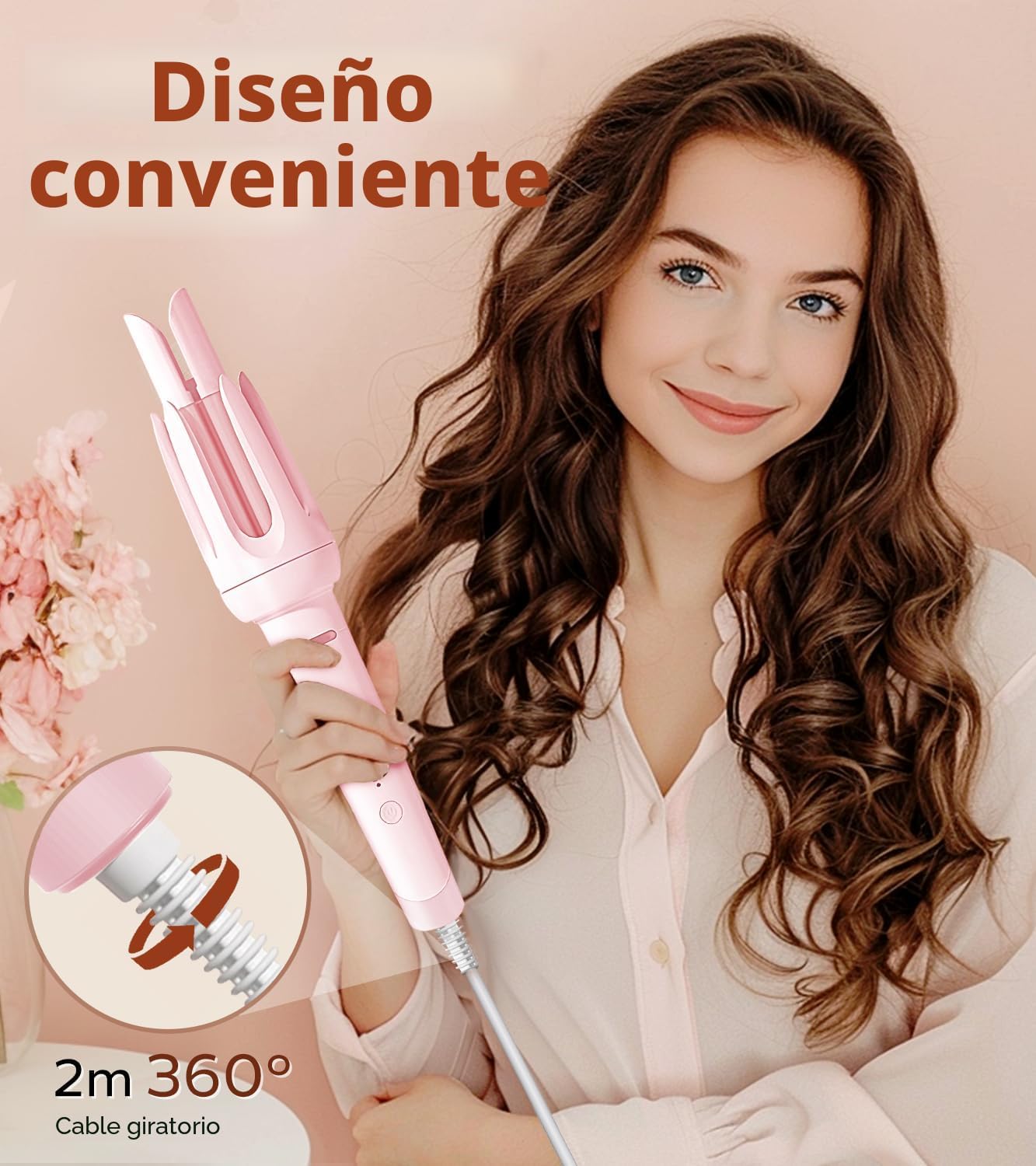 Rizador de pelo automático, rizador automático con 4 temperaturas y...