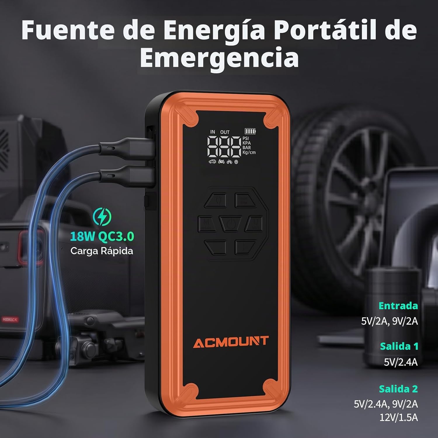 Arrancador con compresor de aire, arrancador de batería de coche Ac...