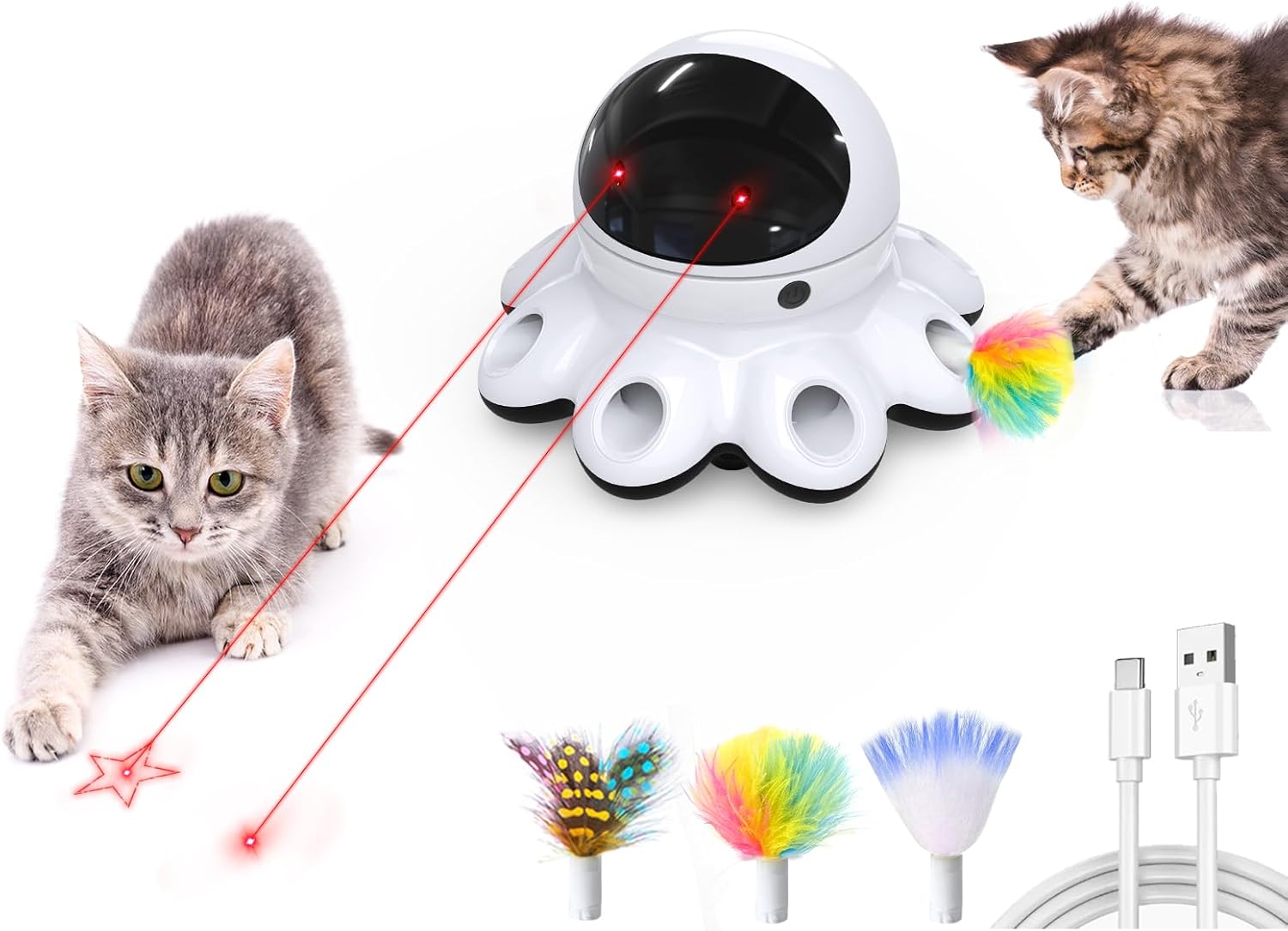 ORSDA Juguete láser para gatos, juguetes interactivos 2 en 1 para g...