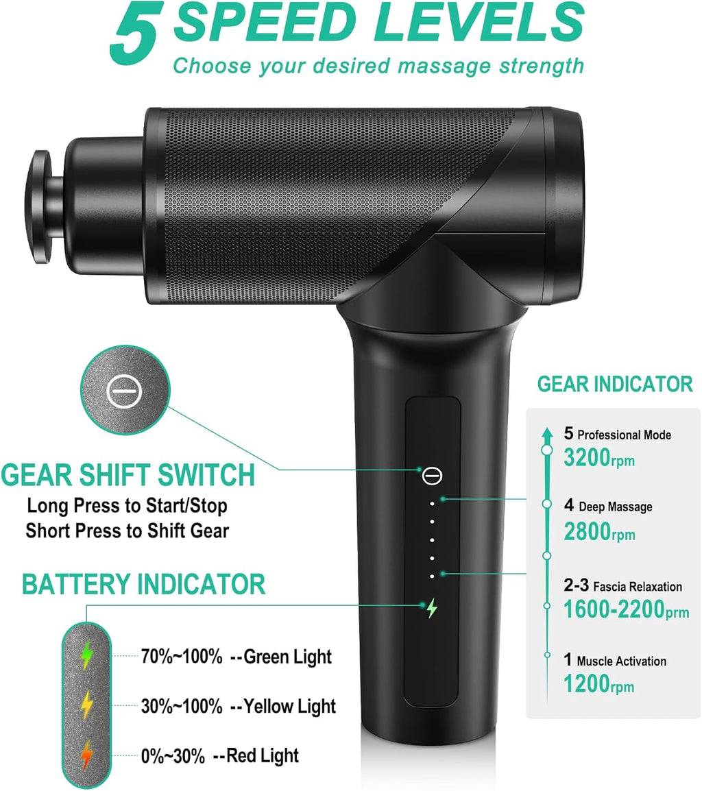 Medcursor Pistola de masaje \u2013 Motor sin escobillas de alta int...