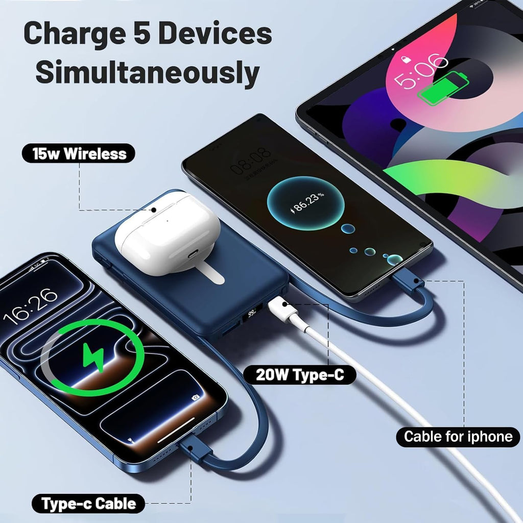 Azmuth Cargador portátil MagSafe, banco de energía magnético de 100...