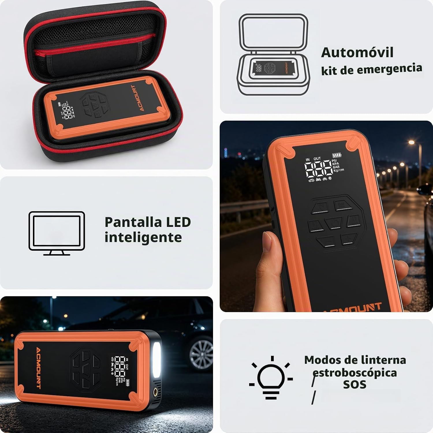 Arrancador con compresor de aire, arrancador de batería de coche Ac...