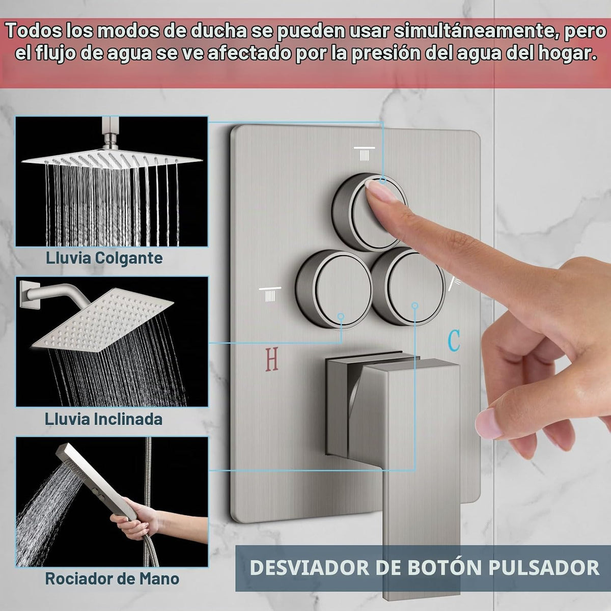 Aolemi - Juego de grifos de ducha de techo con doble cabezal de 10...