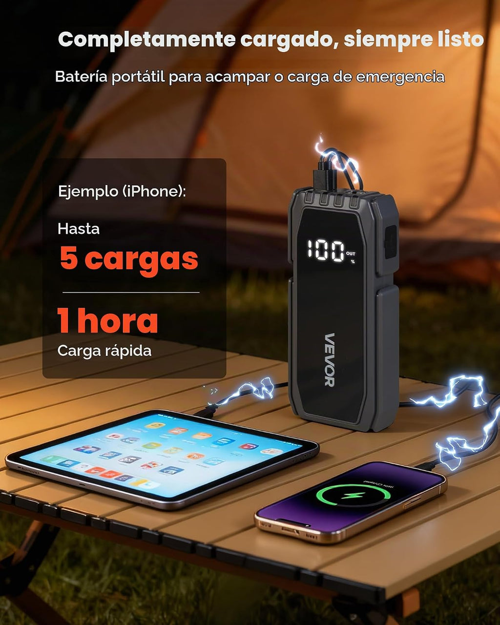 VEVOR Arrancador de salto, pico de 1500 A, paquete de batería de ar...