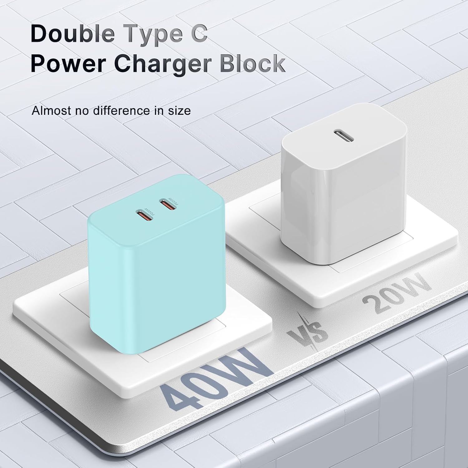 Susnwere Bloque de cargador USB C dual de 40 W, adaptador de corrie...
