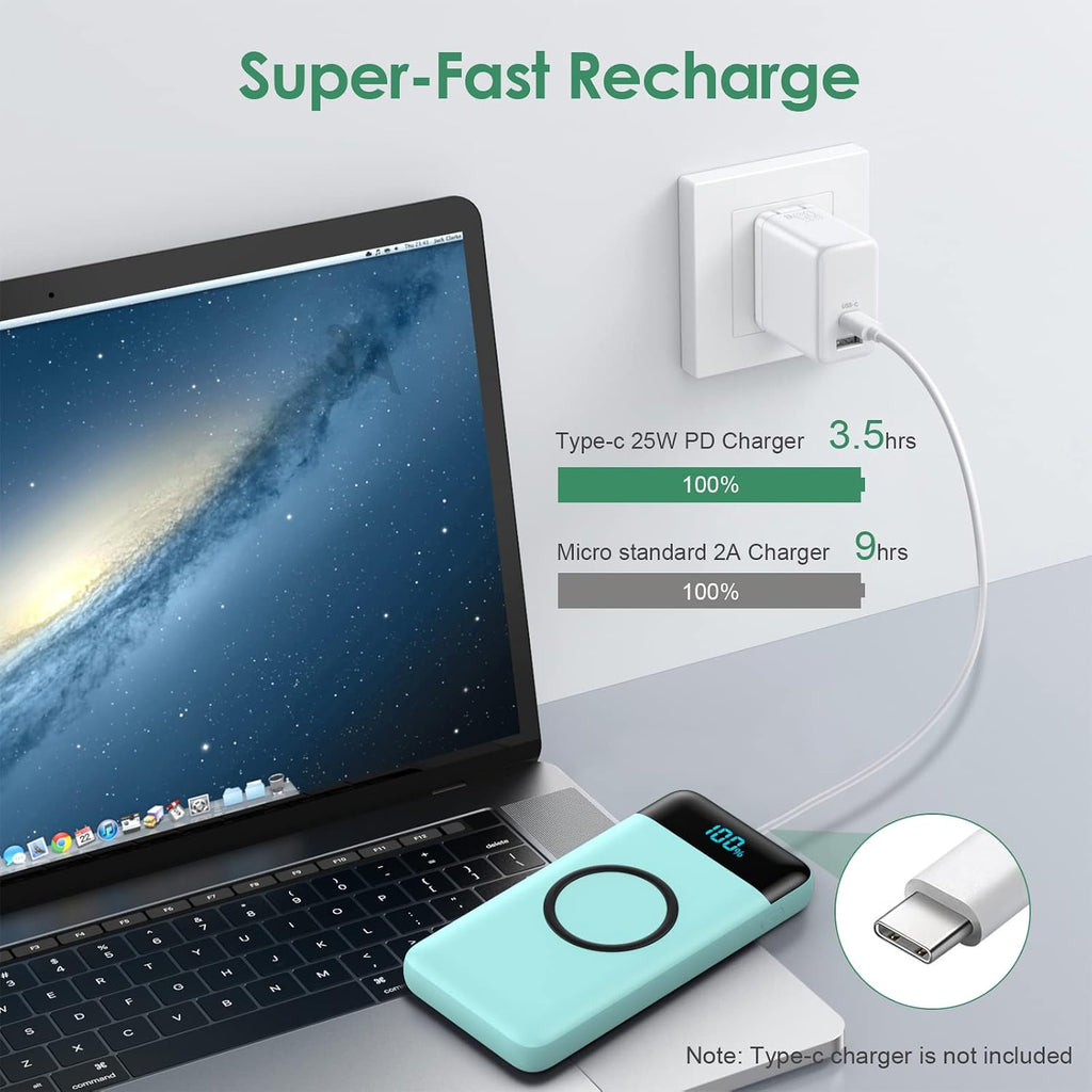 Cargador portátil inalámbrico de 30,800 mAh, cargador de batería US...