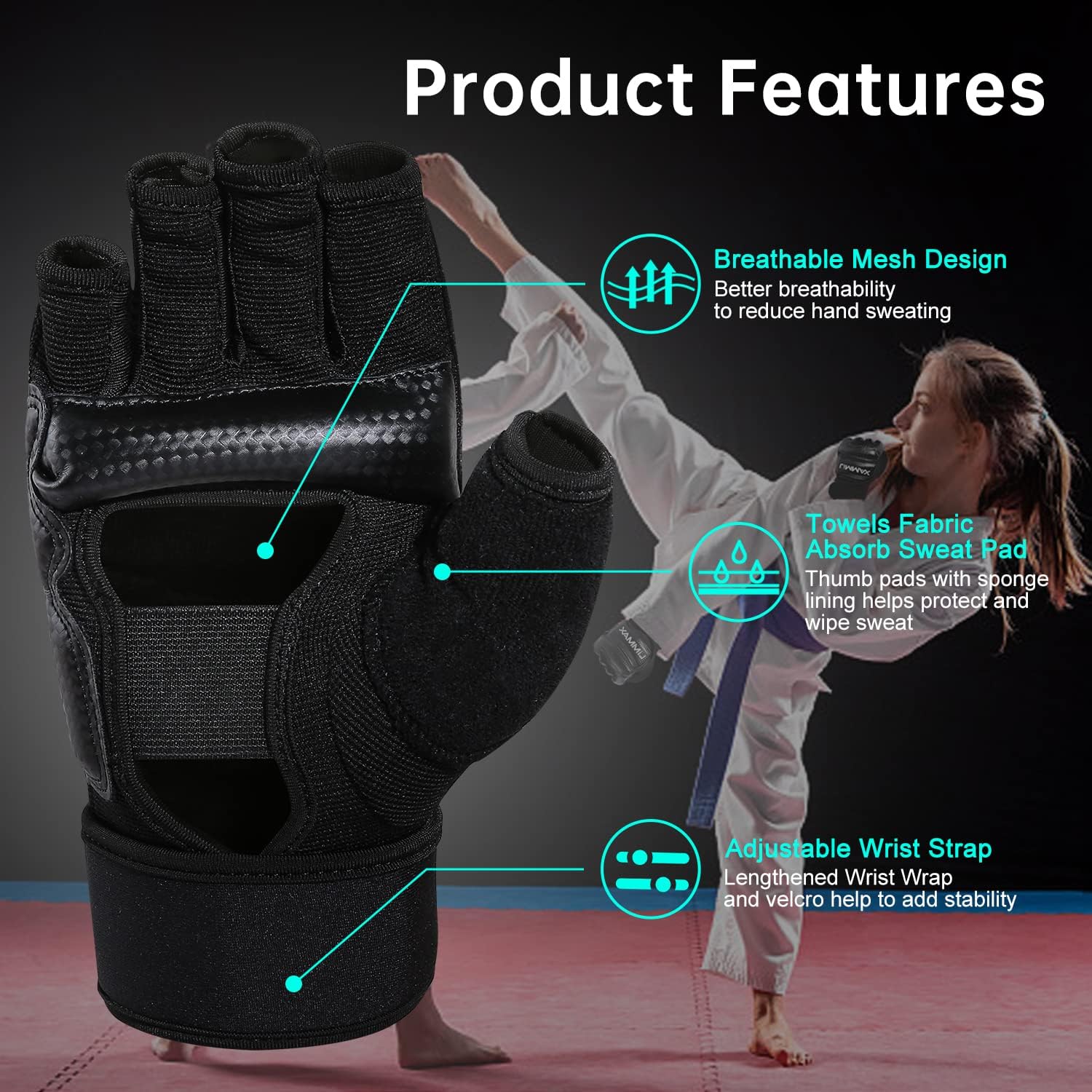 LiMMAX Guantes de Kickboxing Sparring Guantes TKD para Hombres y Mu...