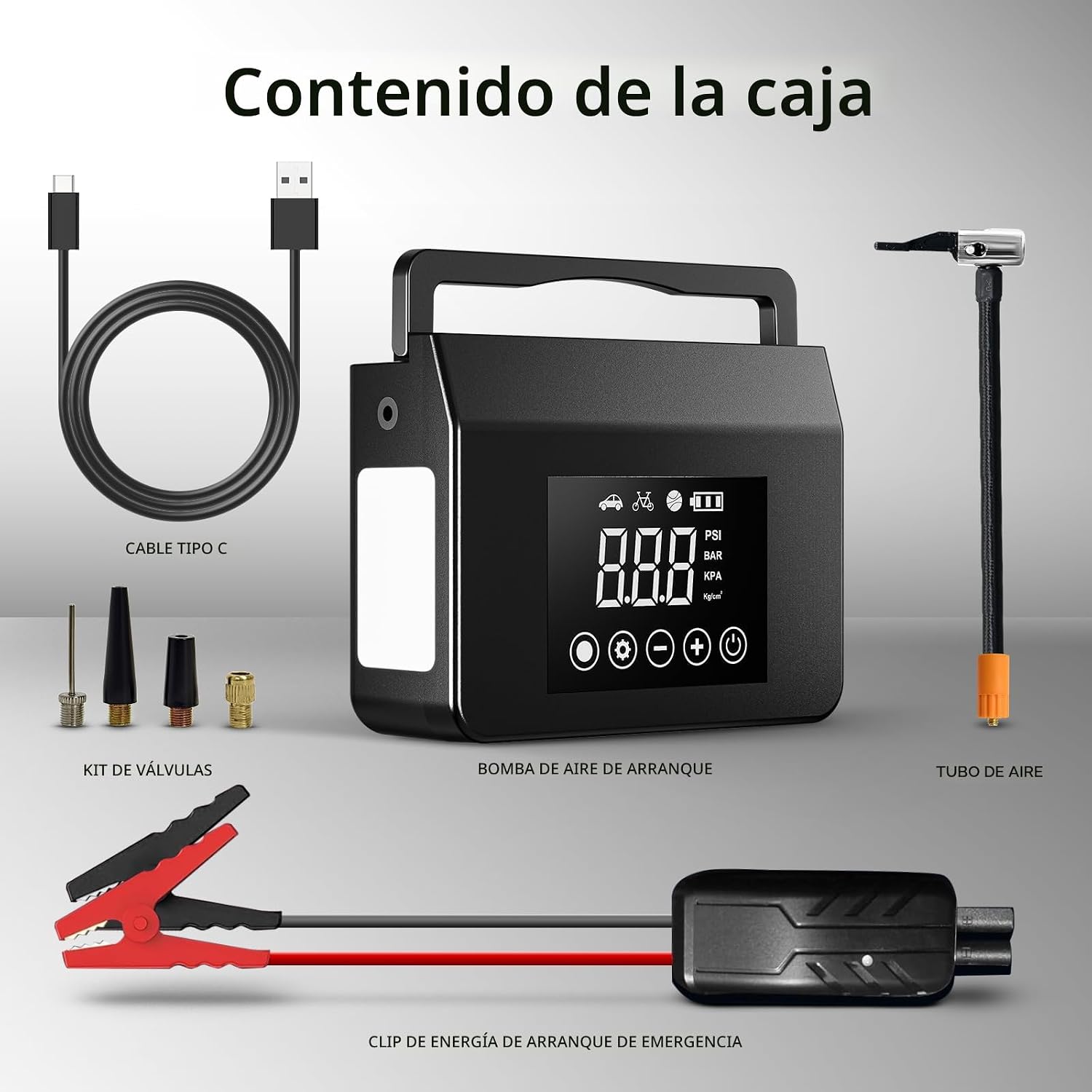 Hieha Arrancador de salto de 4000 A con compresor de aire, cargador...