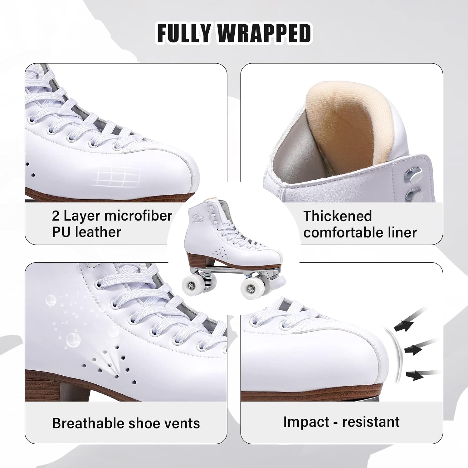 PAPAISON Patines de ruedas para mujeres y hombres, de lujo de 2 cap...