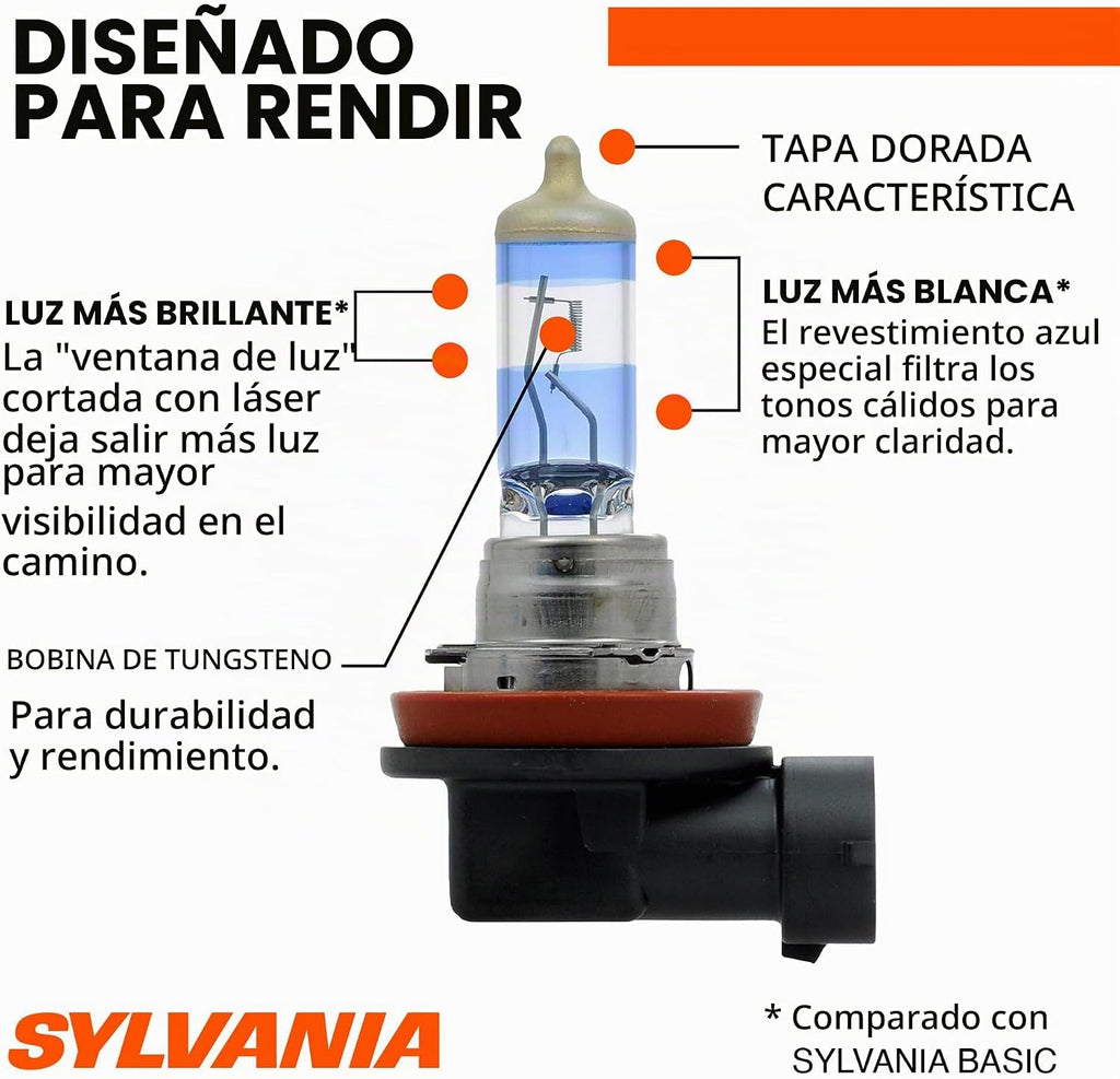 SYLVANIA - H11 foco delantero SilverStar Ultra de alto rendimiento...