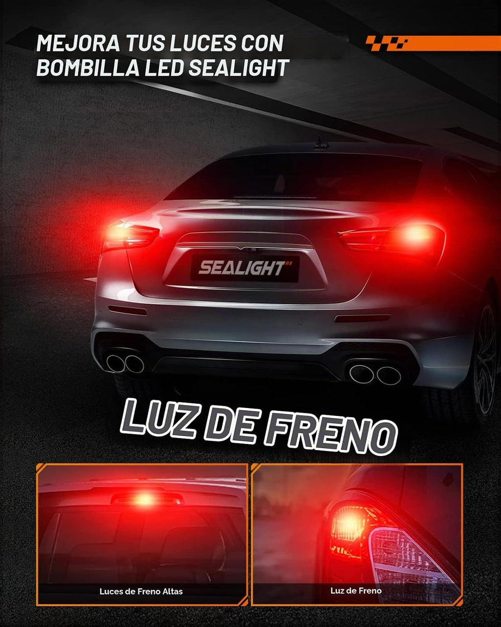 SEALIGHT Bombilla LED 7443 7440, luces de freno rojas, 7441 7444 T2...
