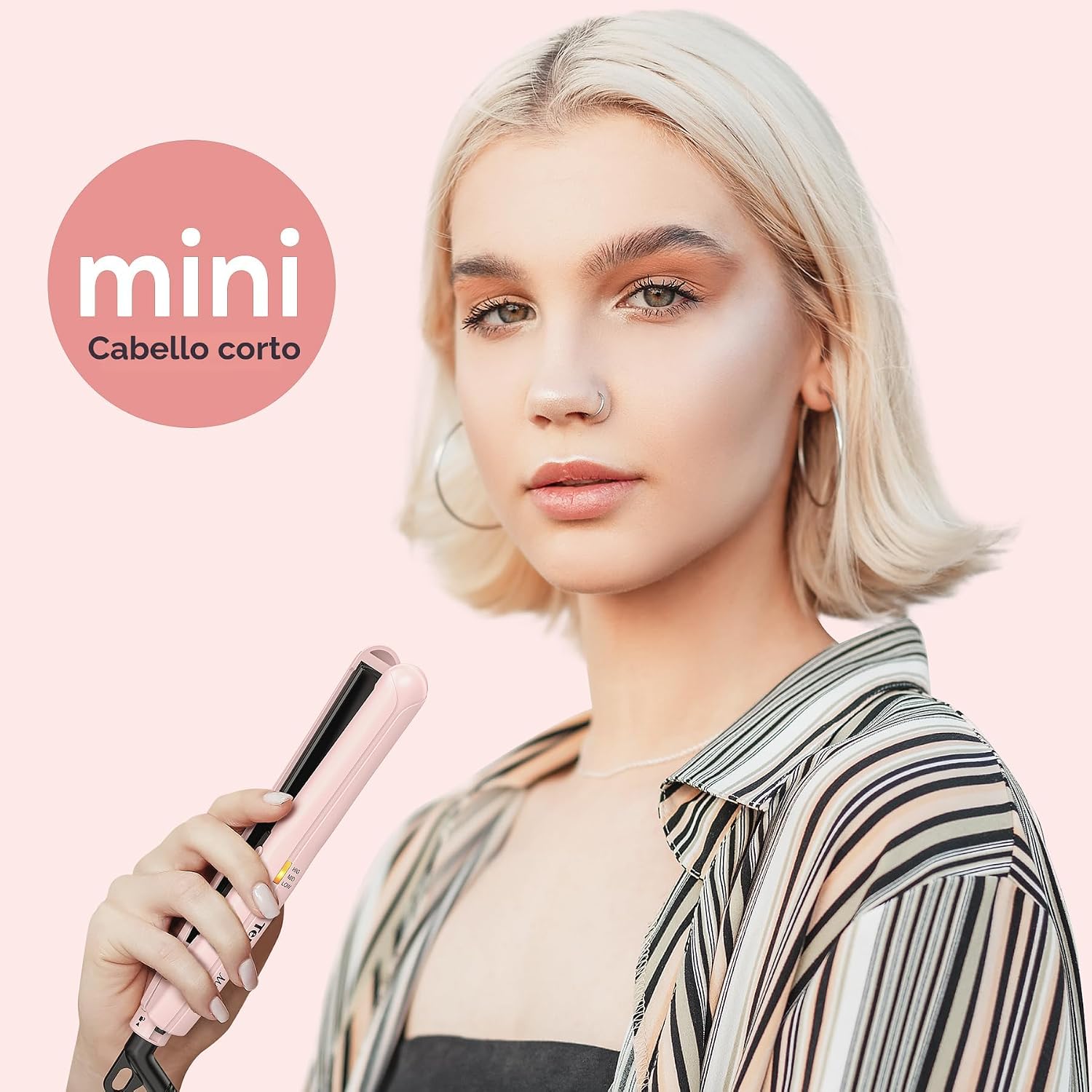 Terviiix Mini plancha plana para el cabello, temperatura ajustable,...