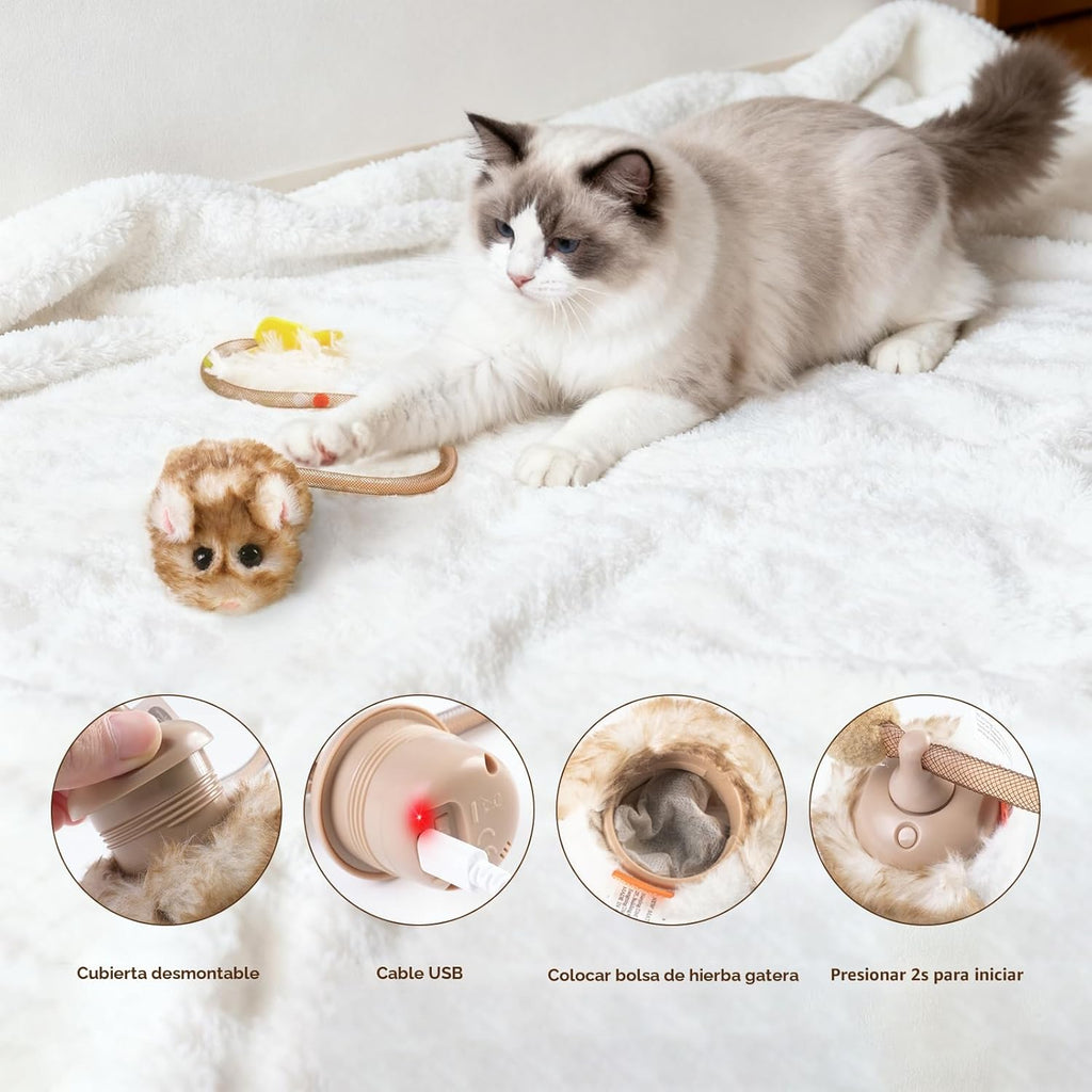 Migipaws MigiMouse - Juguete interactivo para gatos de 360° con col...