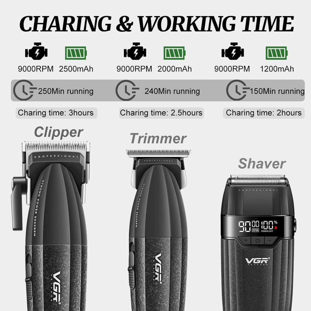 VGR 640S3 Kit Profesional de Corte de Cabello 3 en 1, 9000RPM Corta...
