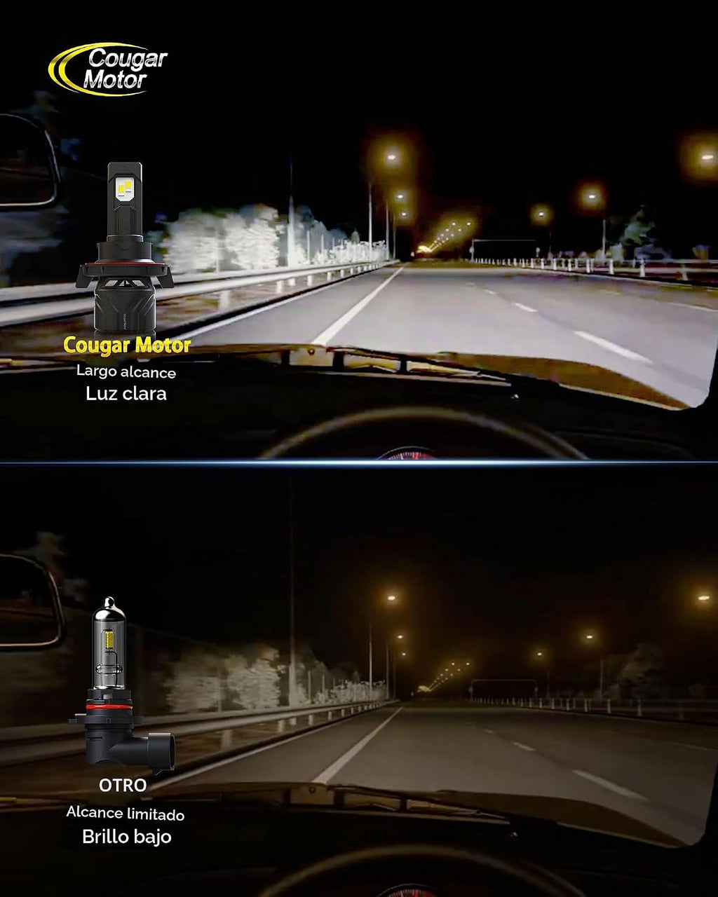 Cougar Motor Bombillas H13, Luces Antiniebla 9008 6500K Blanco Sin...