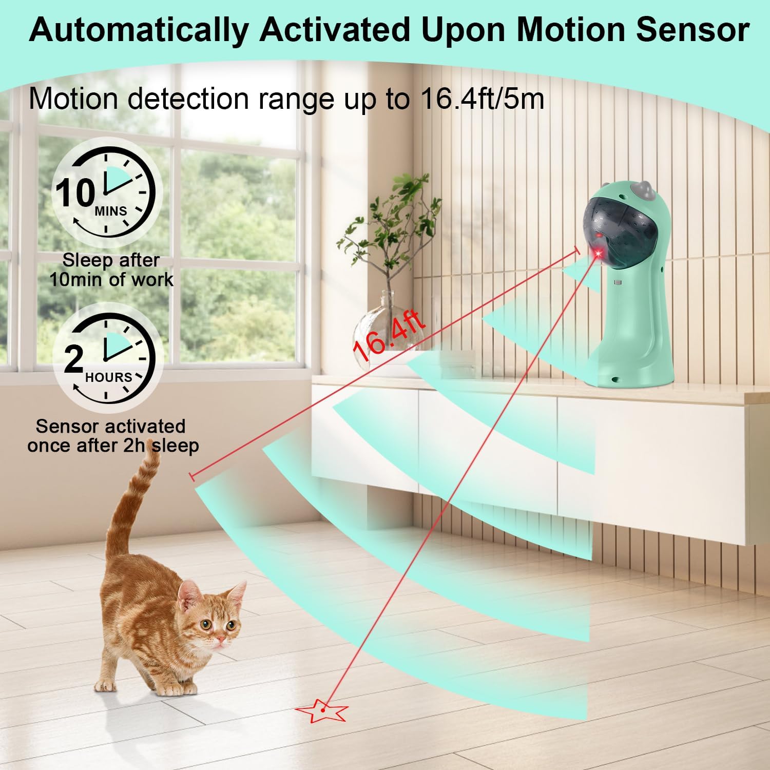 TBTeek Juguete para gatos, automático, activado por movimiento, rec...