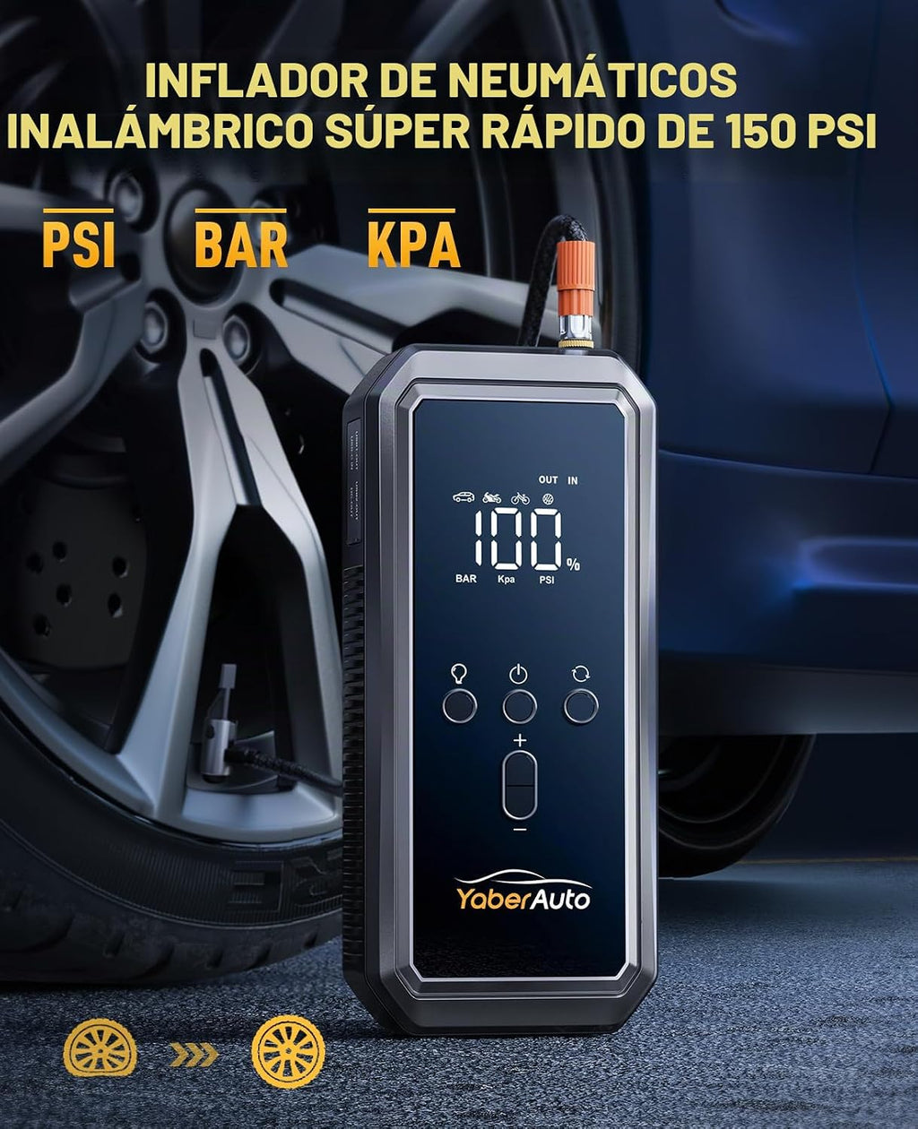 YaberAuto Arrancador de salto 9-en-1 6000A 150PSI con compresor de...
