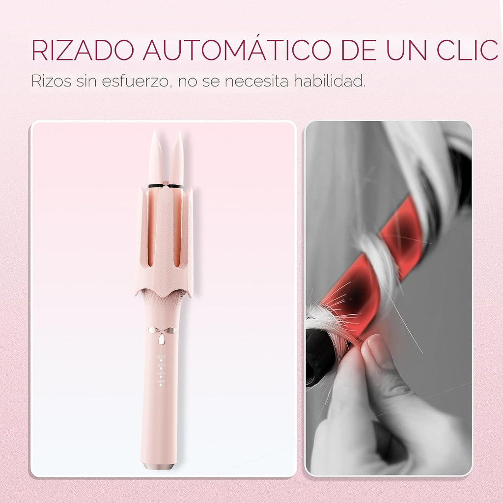 Rizador de pelo giratorio automático, 4 ajustes de temperatura y te...