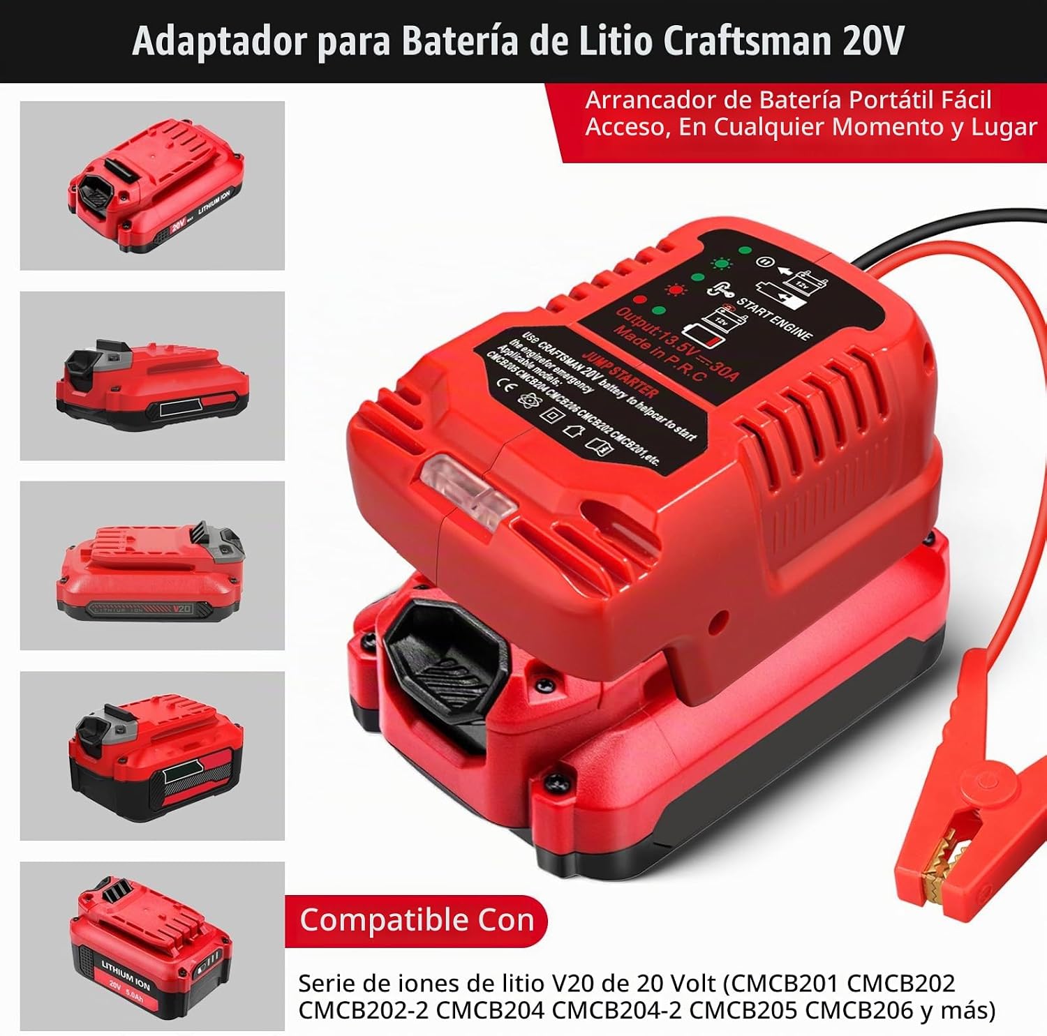 Adaptador de arranque para Craftsman 20V V20 Li-ion alimentado por...