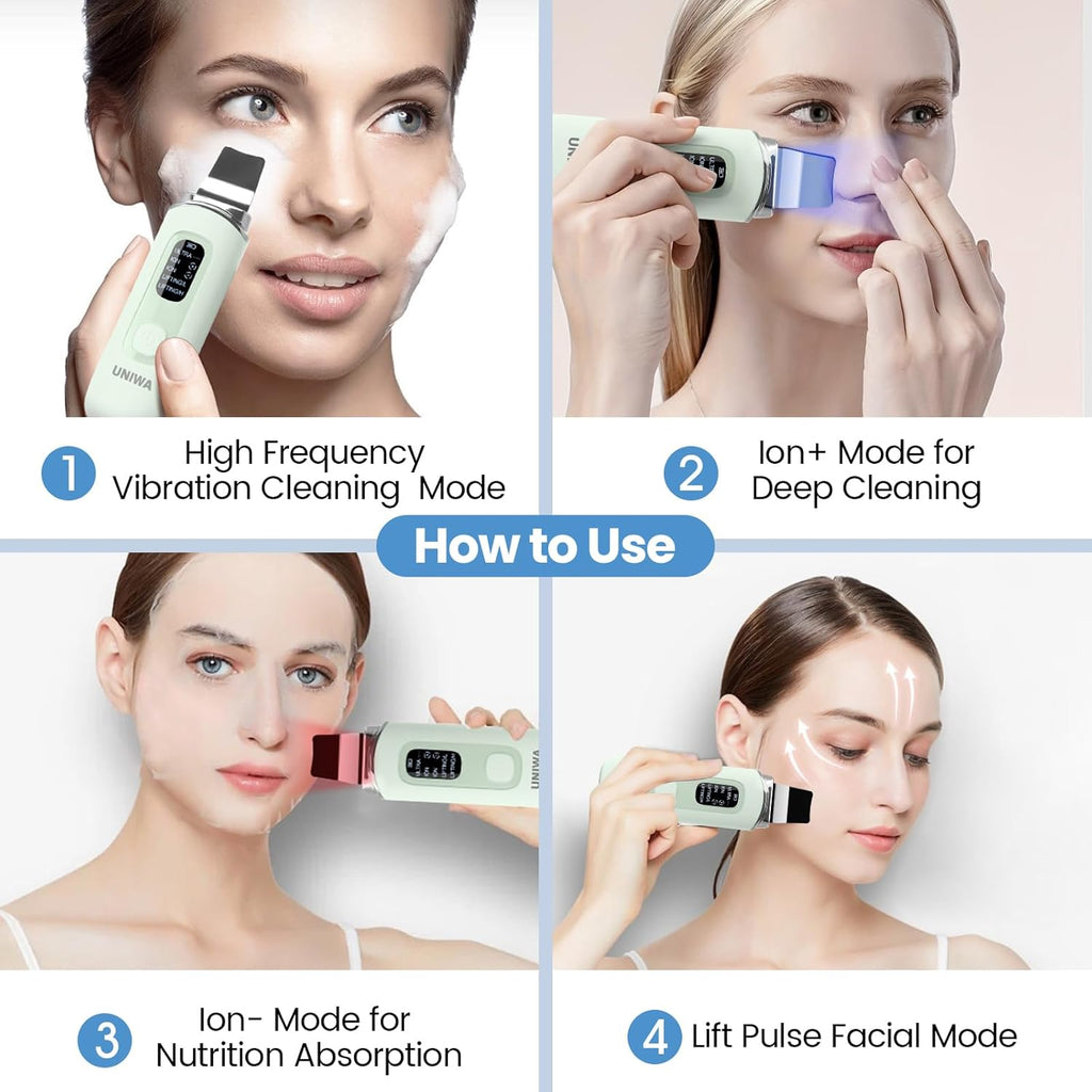 UNIWA Espátula facial para limpiar la piel, limpiador de poros, her...