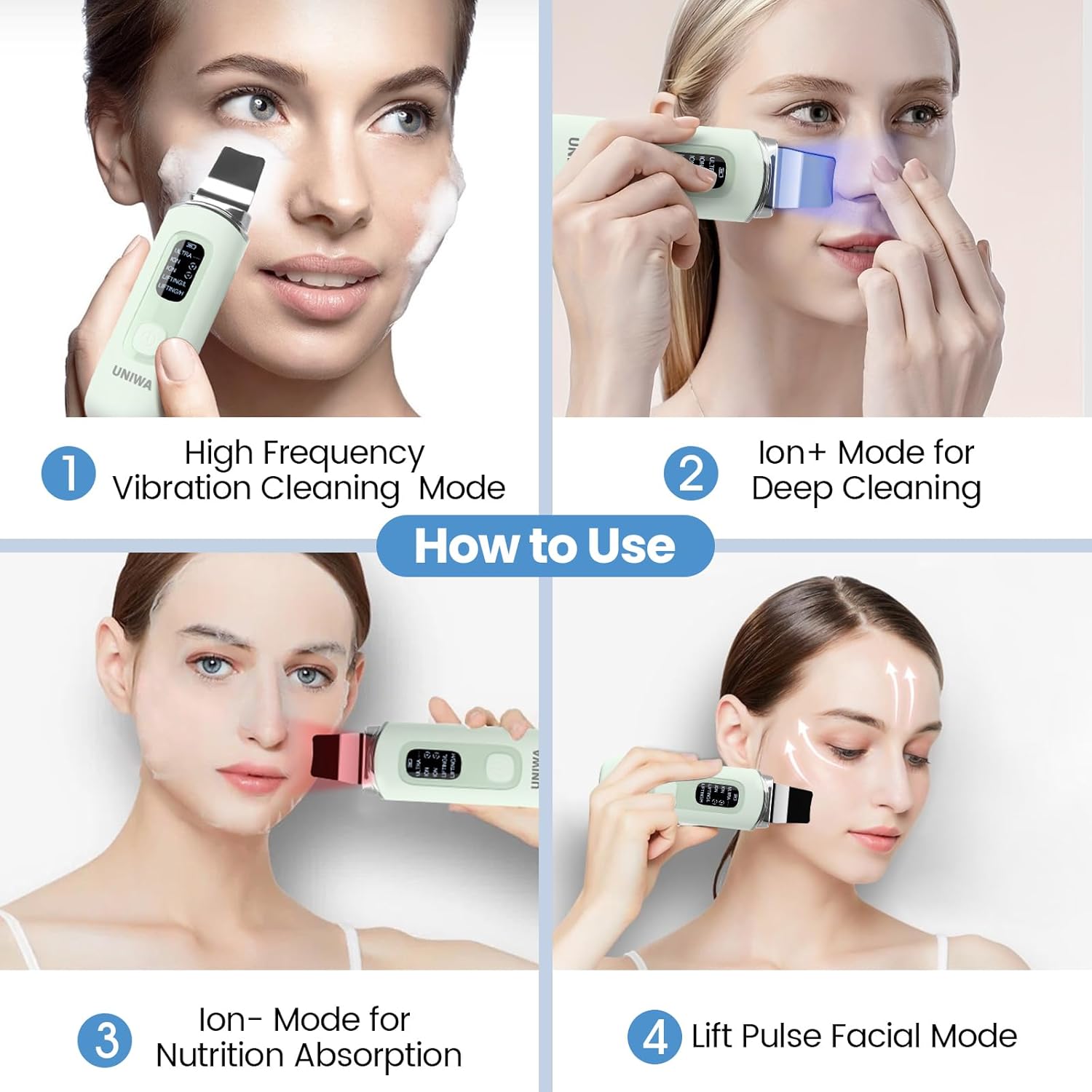 UNIWA Espátula facial para limpiar la piel, limpiador de poros, her...