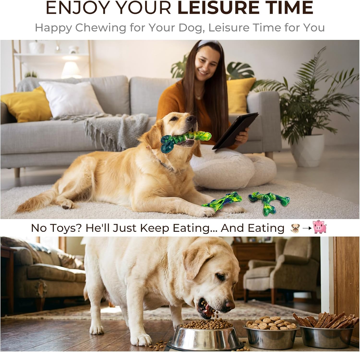 Kseroo Juguetes masticables indestructibles para perros para mastic...